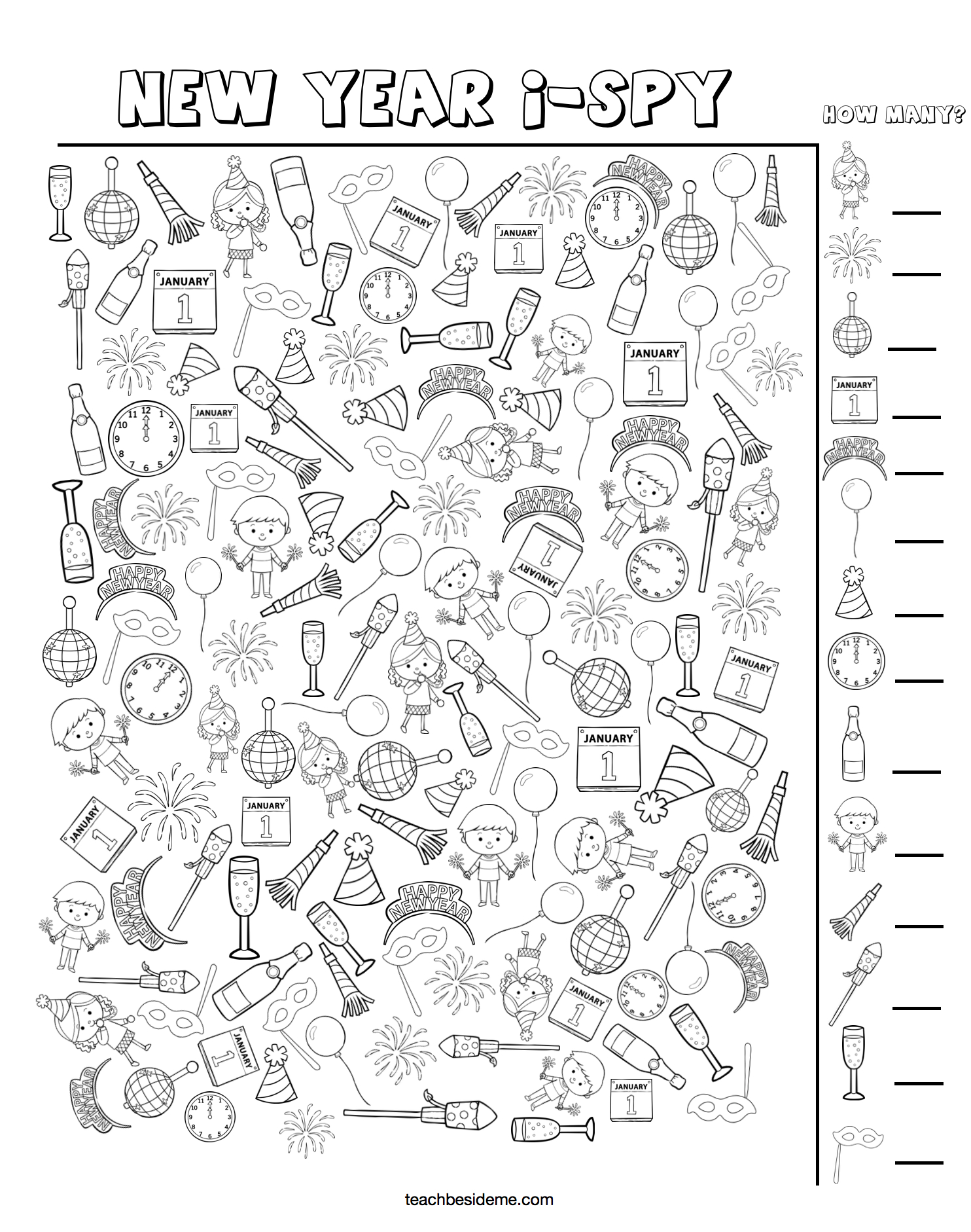 Año Nuevo with New Years I Spy Printable