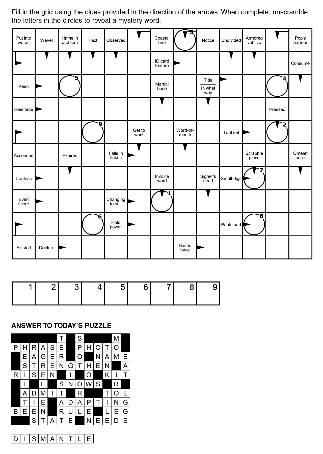 Arrowwords - Games & Puzzles within Free Printable Arrow Word Puzzles