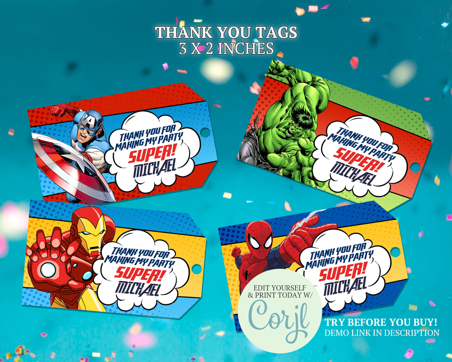 Avengers Thank You Tags: Superheld Geburtstag Gastgeschenke with Avengers Thank You Cards Printable