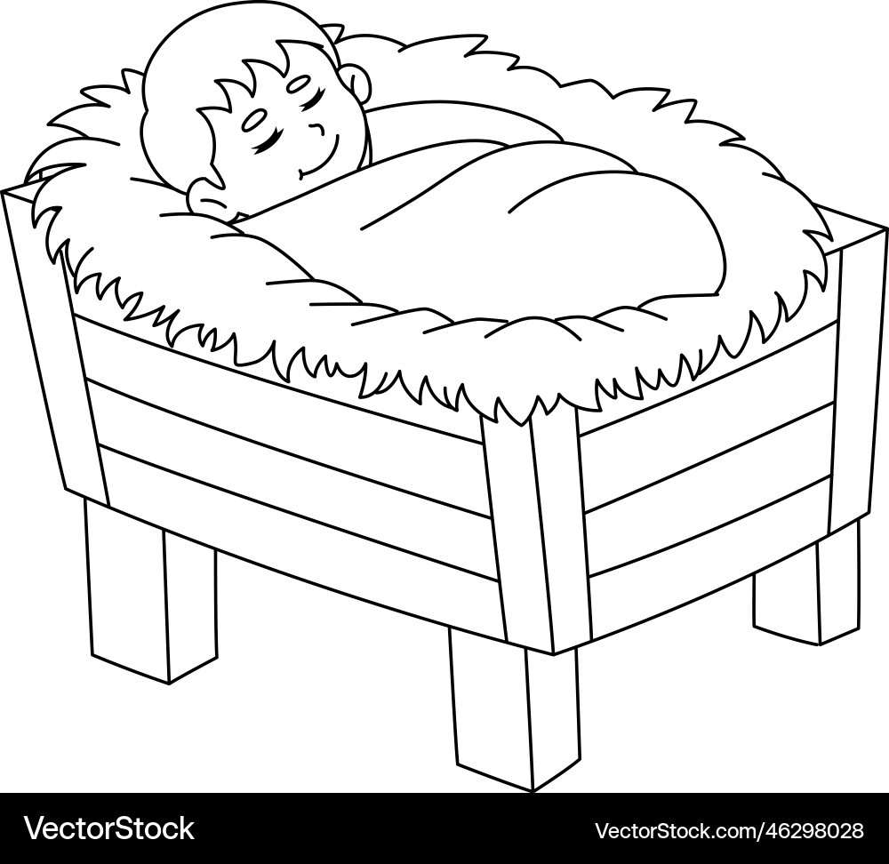 Baby Jesus Coloring Page - Nativity Scene – Royalty-Free Vector with regard to Baby Jesus Coloring Printable