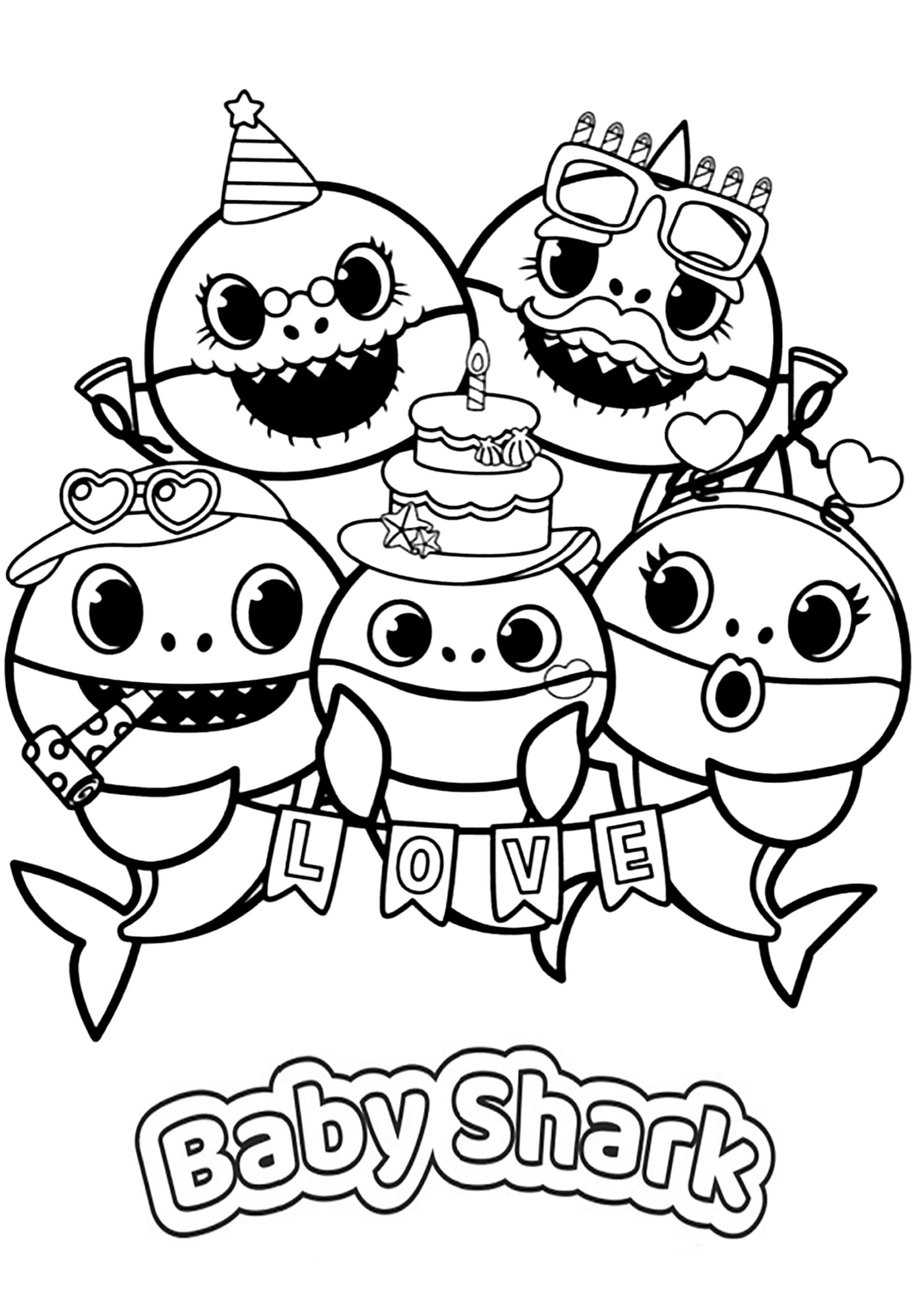 Baby Shark'S Birthday - Baby Shark Coloring Pages pertaining to Free Baby Shark Printables