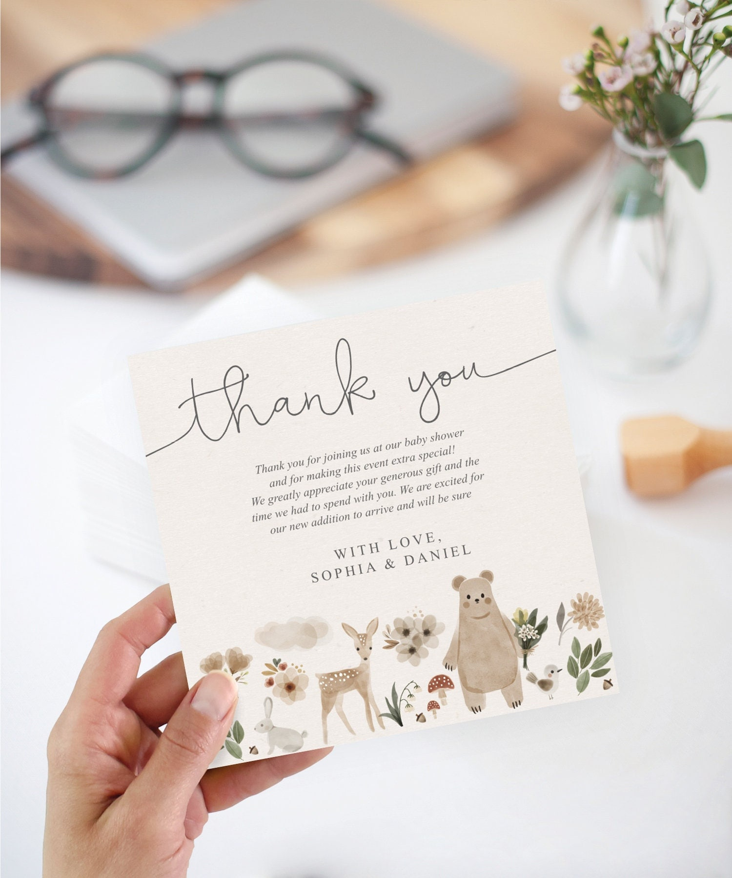 Baby Shower Thank You Card Template, Printable Baby Shower Square inside Baby Shower Thank You Cards Printable