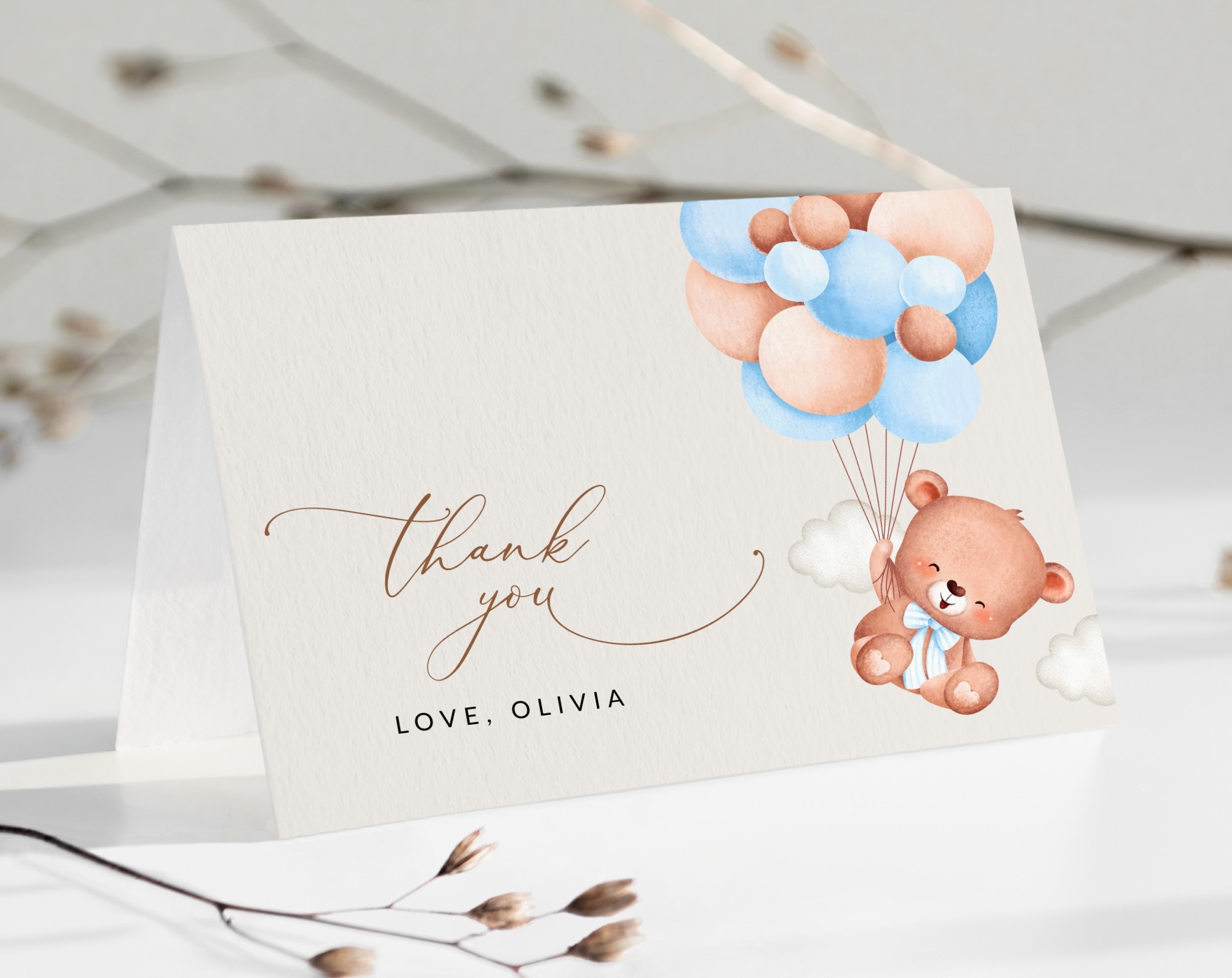 Baby Shower Thank You Cards - Strawberry And Hearts throughout Baby Boy Shower Thank You Cards Printable