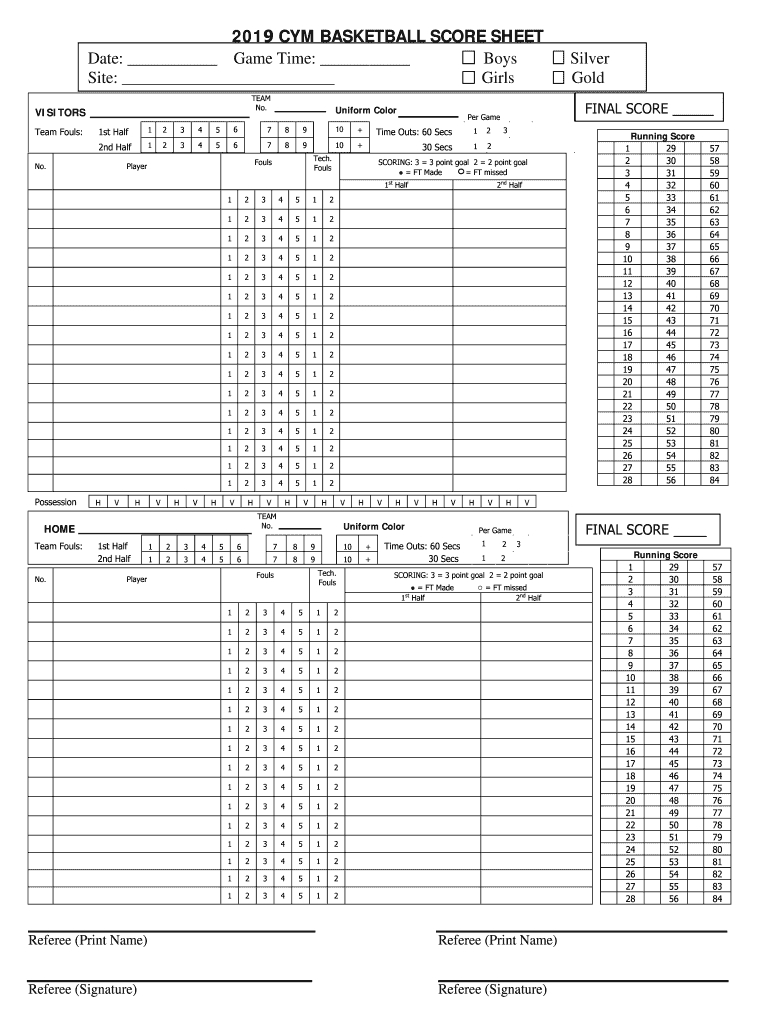 Basketball Score Sheet Printable: Fill Out & Sign Online | Dochub intended for Free Printable Basketball Score Sheet Template