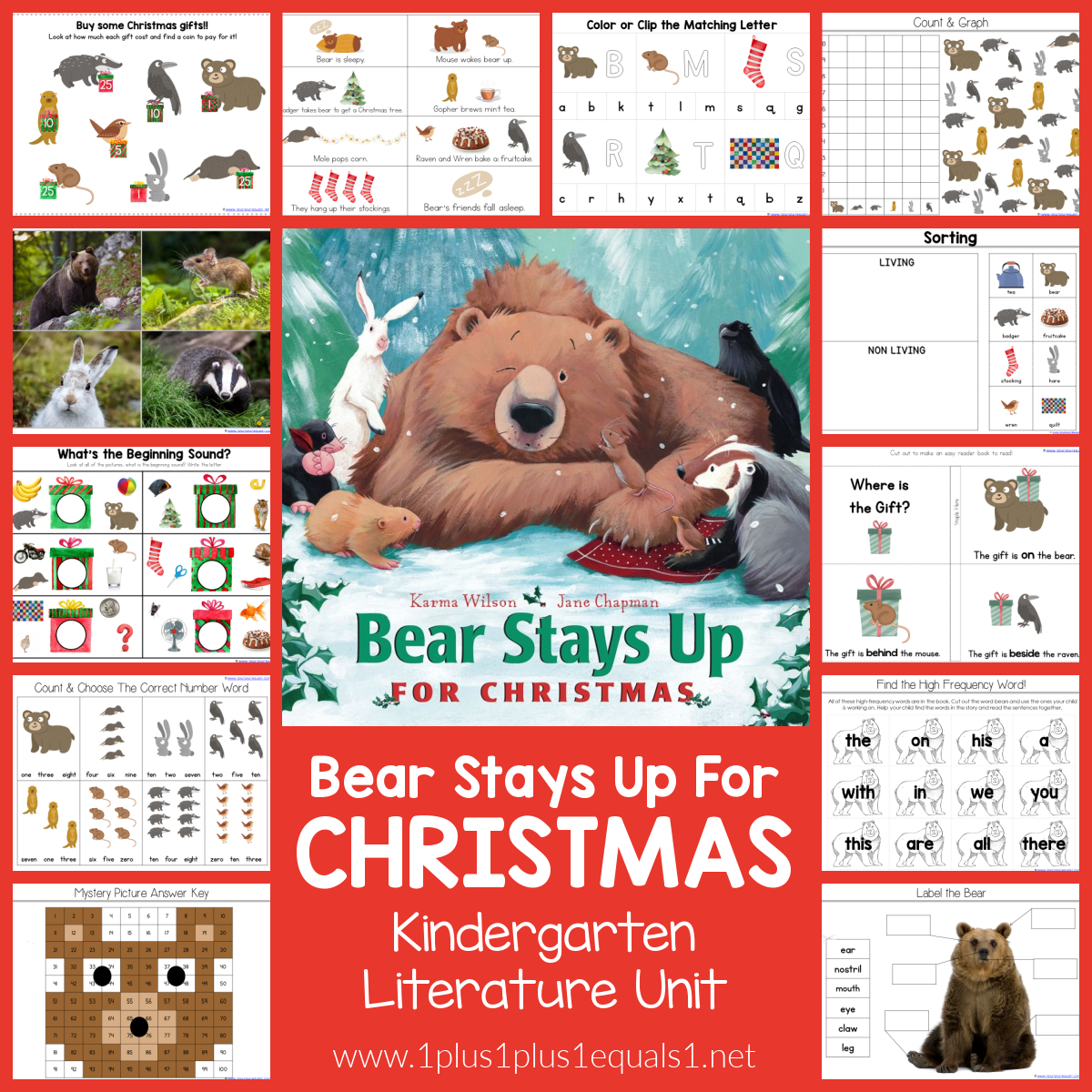 Bear Stays Up For Christmas Kindergarten Literature Unit - 1+1+1=1 within Bear Stays Up For Christmas Printable