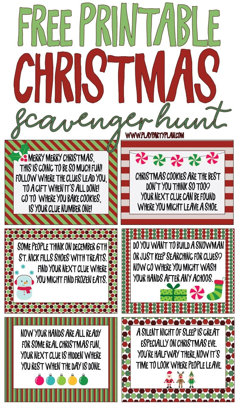 Best Ever Christmas Scavenger Hunt - Play Party Plan within Christmas Scavenger Hunt Printable