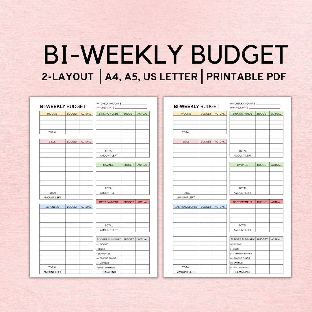 Bi Weekly Budget Planner Template, Paycheck Budget Printable throughout Free Printable Bi Weekly Budget Template