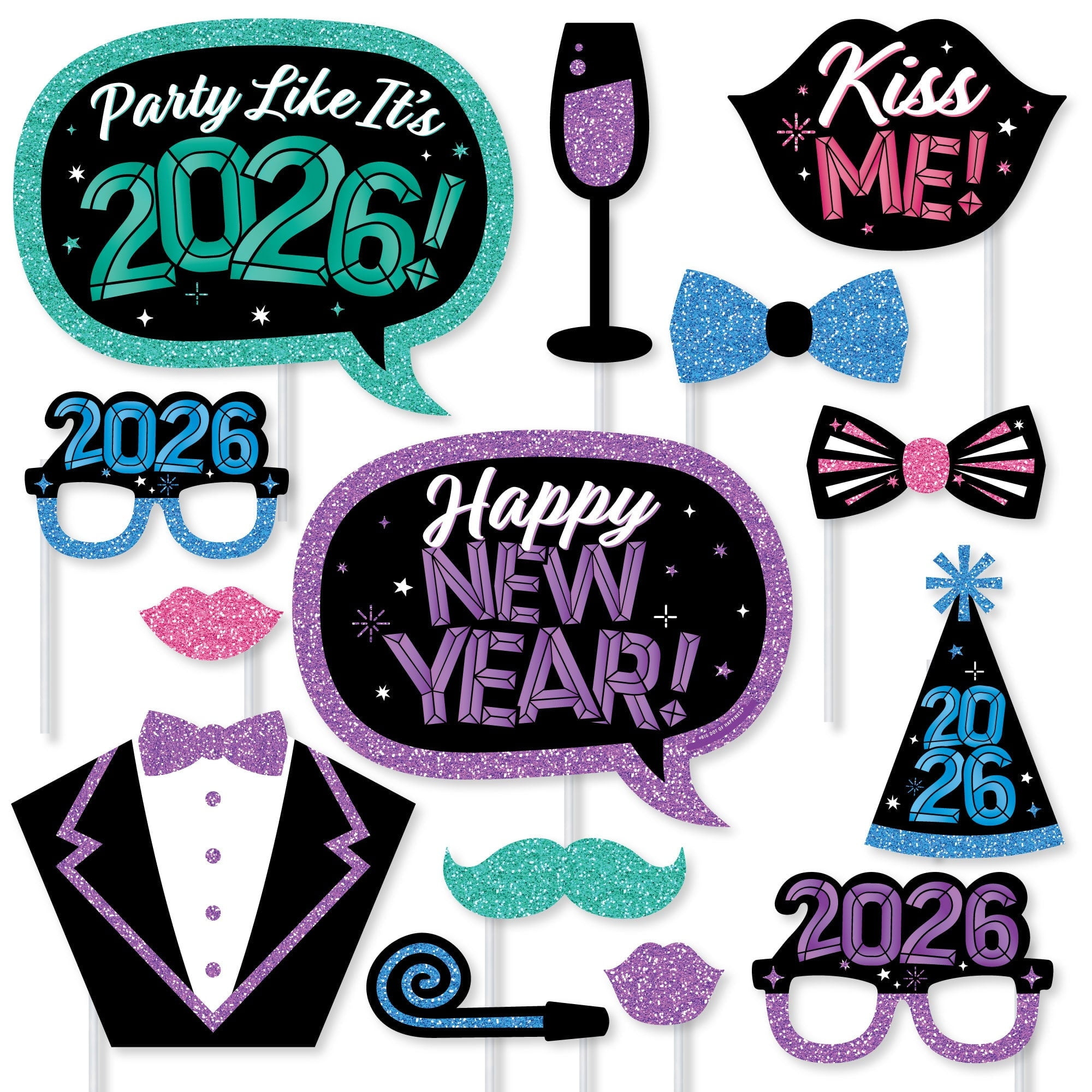 Big Dot Of Happiness Colorful New Year Photo Booth Props Kit 2026 within New Year Photo Booth Props Printable 2026
