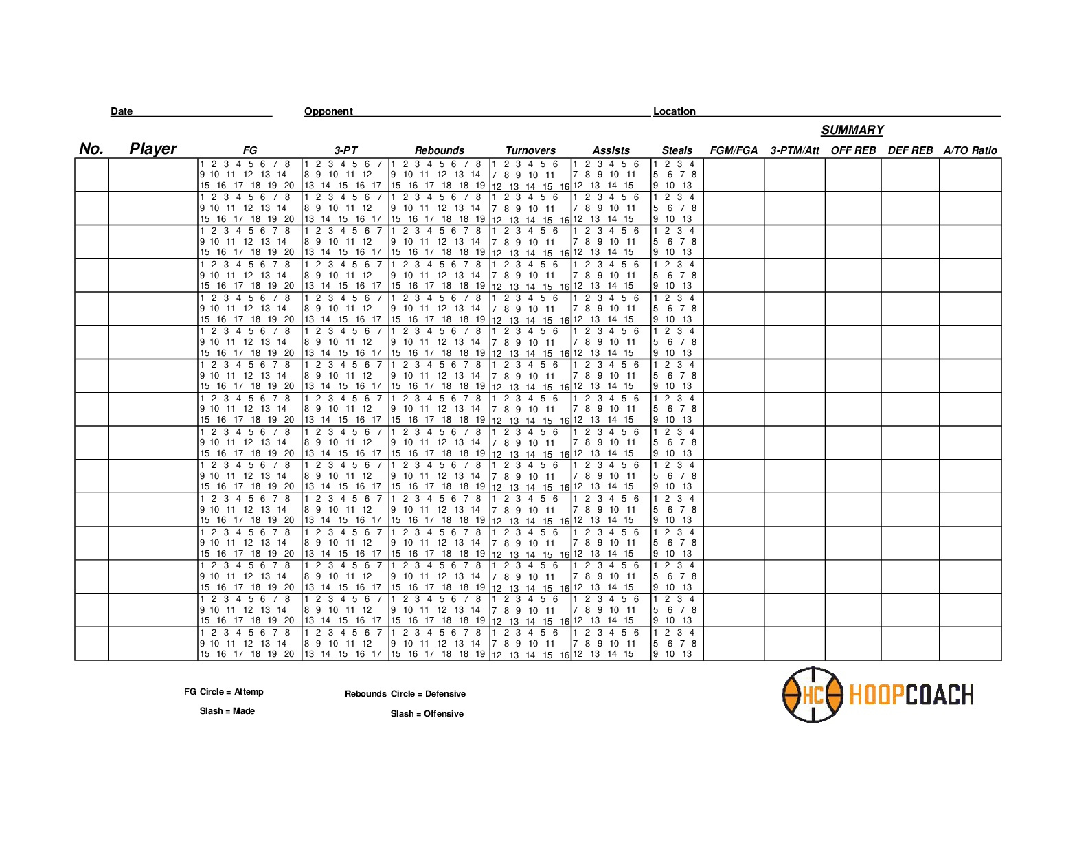Blank Basketball Stat Sheets - Hoop Coach with regard to Basketball Stat Sheet Template Free Download