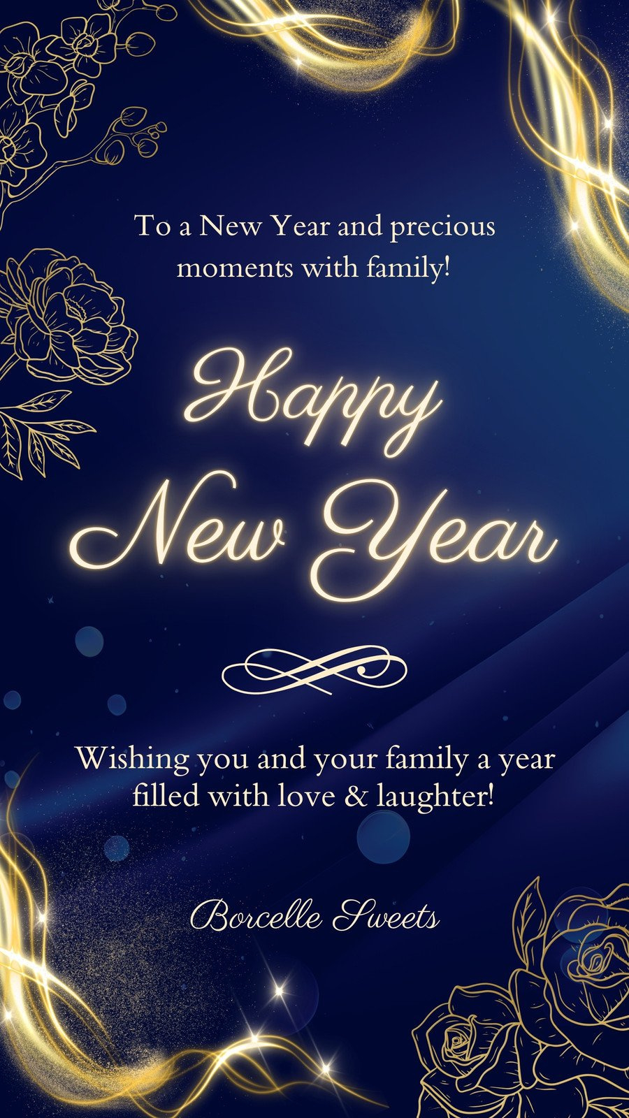 Blue And Gold Business New Year Greeting Whatsapp Status with regard to Printable New Years Cards