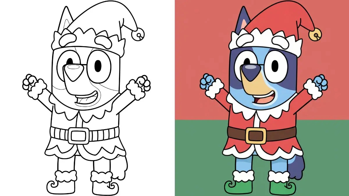 Bluey Christmas Coloring Pages (22 Free Printable Pdfs) in Bluey Christmas Pictures Printable