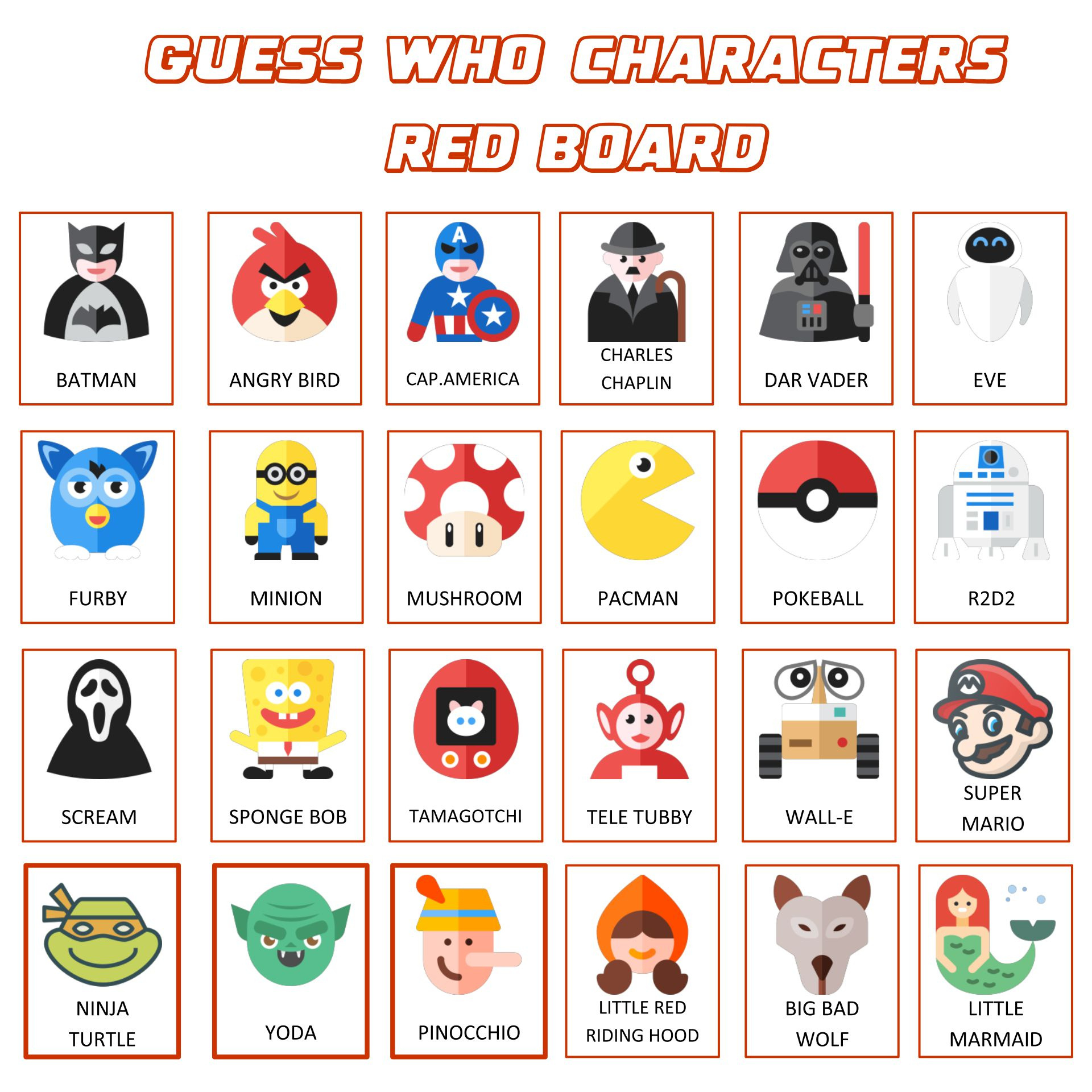 Board Game Printable Printable Guess Who Character Sheets Free throughout Guess Who Free Printables