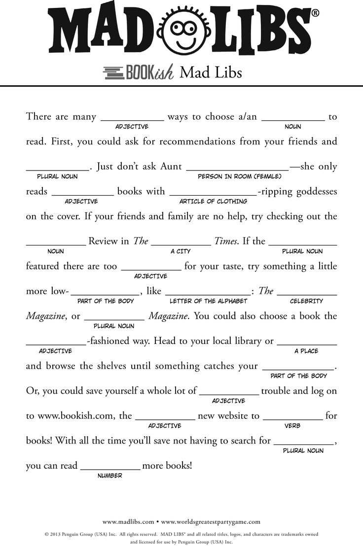 Bookish Mad Libs Http://Www.bookish/Articles/Free-Mad-Libs-For with Free Printable Mad Libs For Adults