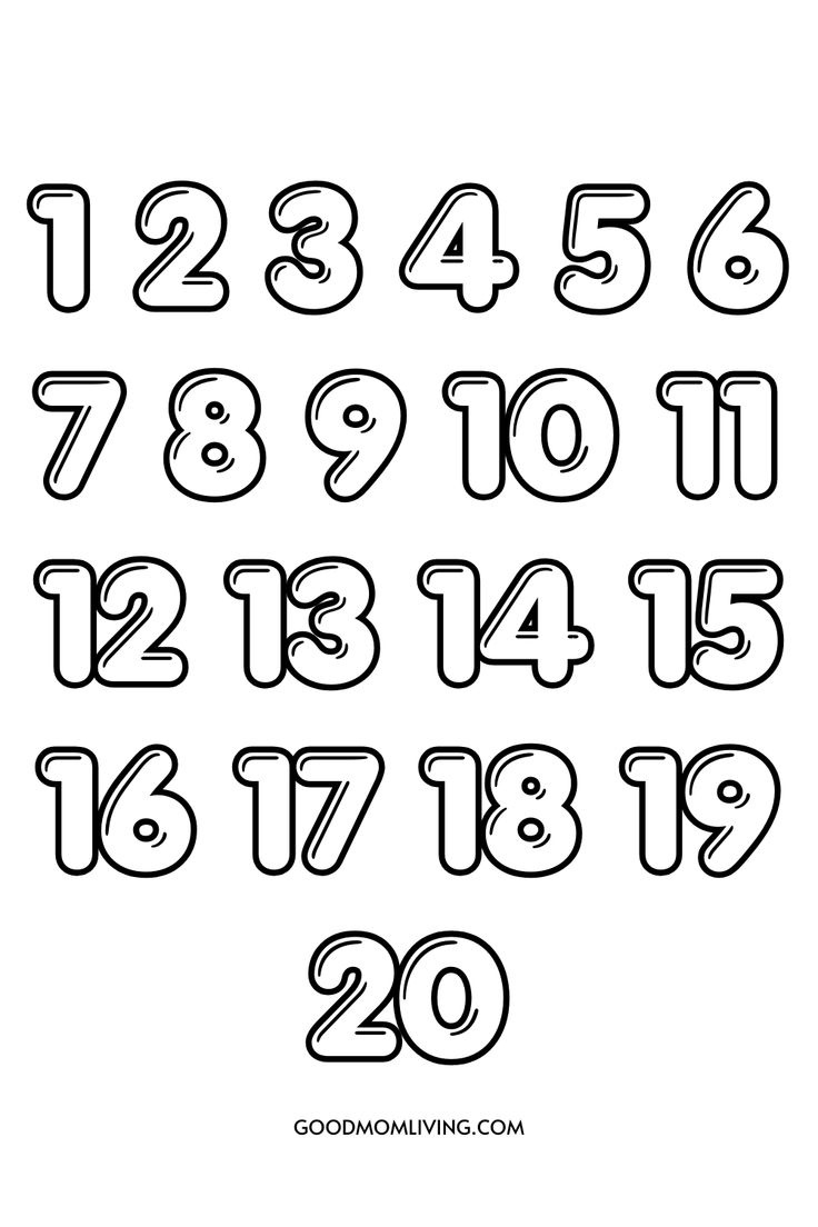 Bubble Numbers 1-20 – Free Printable Numbers 1-20 Bubble Letter intended for Free Printable Bubble Numbers