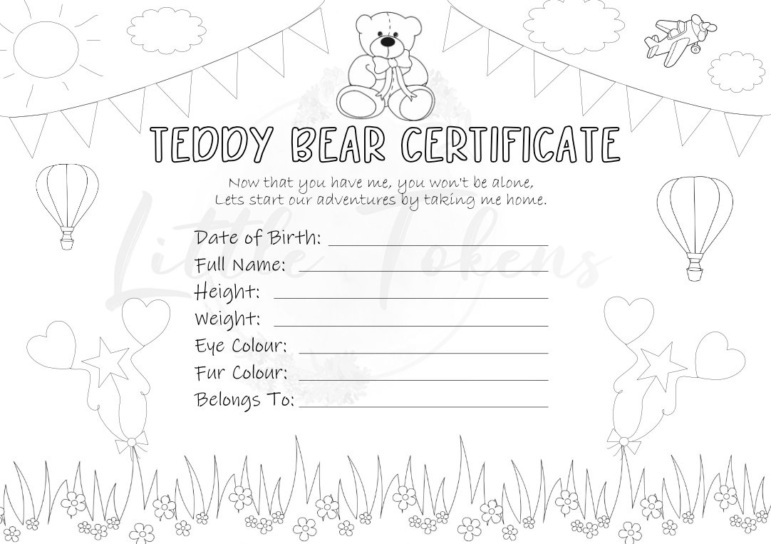 Build A Bear Birth Certificate - Etsy.de intended for Free Printable Build A Bear Birth Certificate Template
