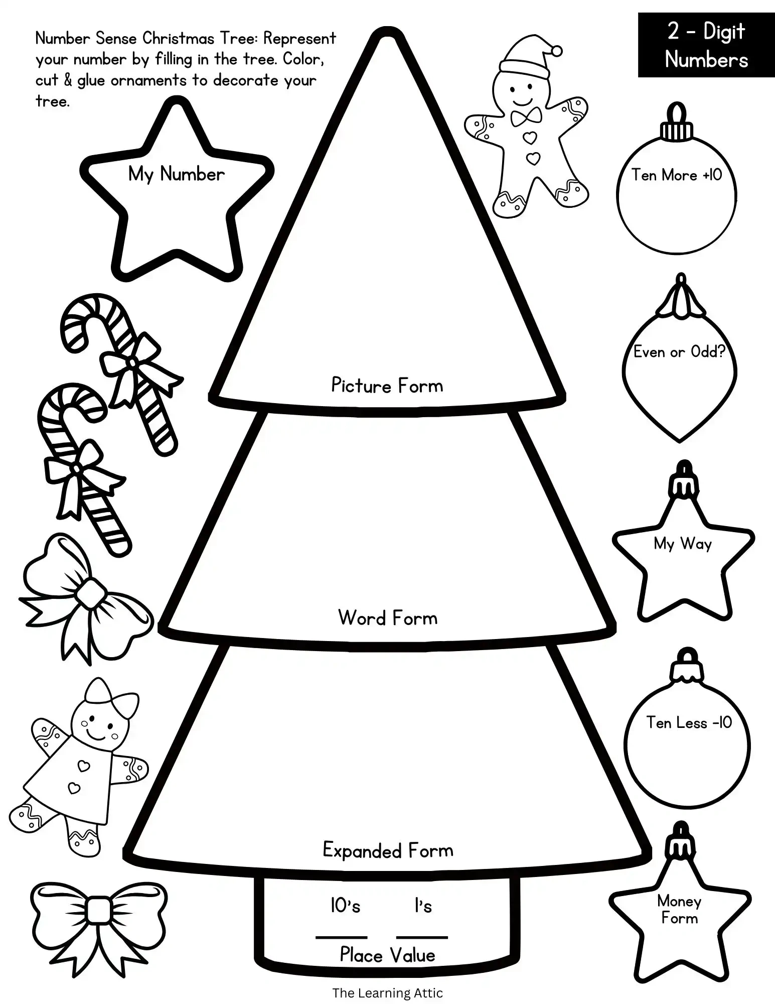 Build-A-Christmas Tree Number Sense - Learning Attic intended for Place Value Christmas Worksheets