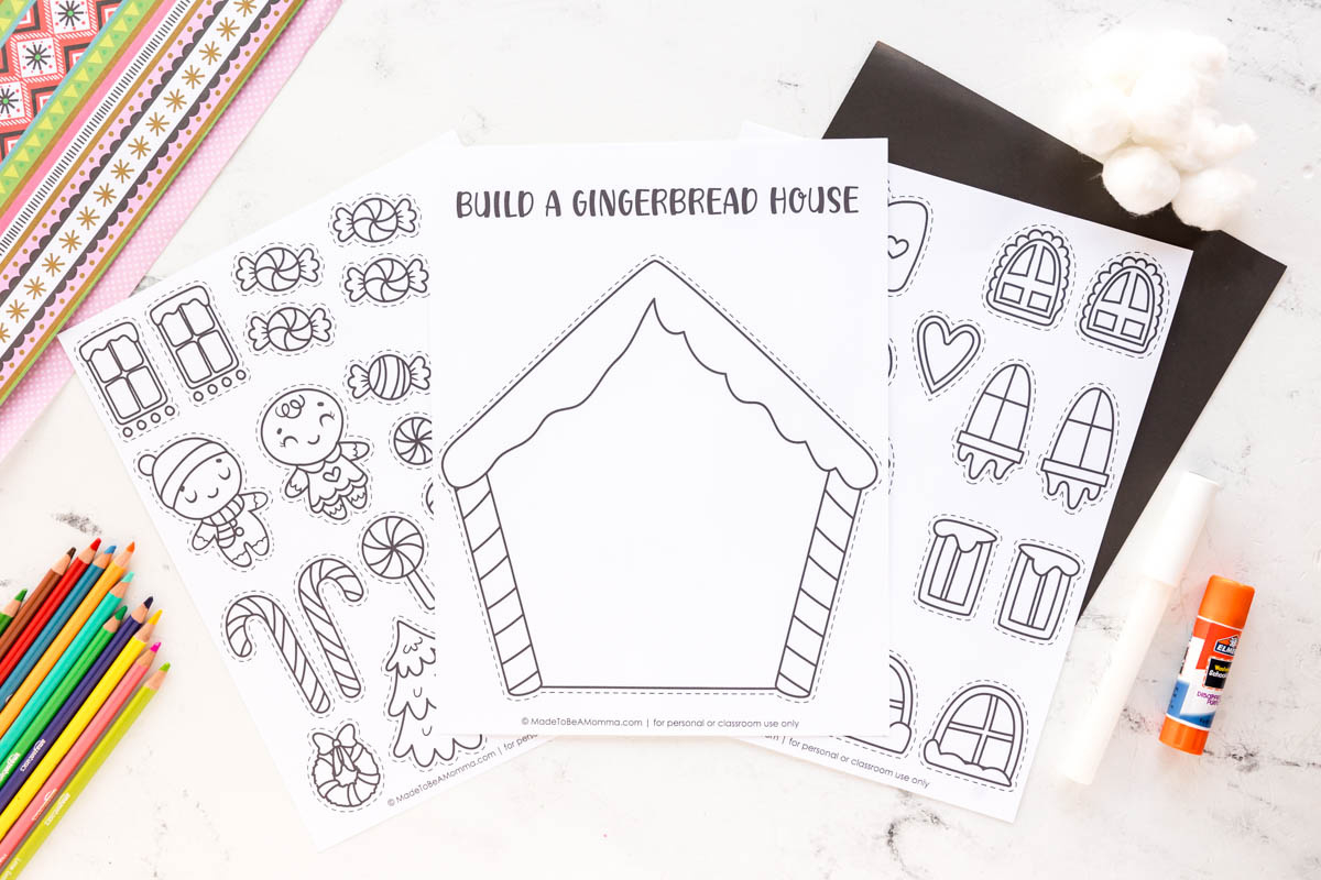 Build A Gingerbread House Printable Craft - Made To Be A Momma throughout Build A Gingerbread House Printable