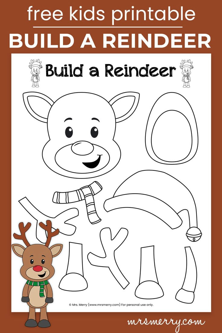 Build A Reindeer - Free Printable For Kids - Holiday Activities throughout Build a Reindeer Printable