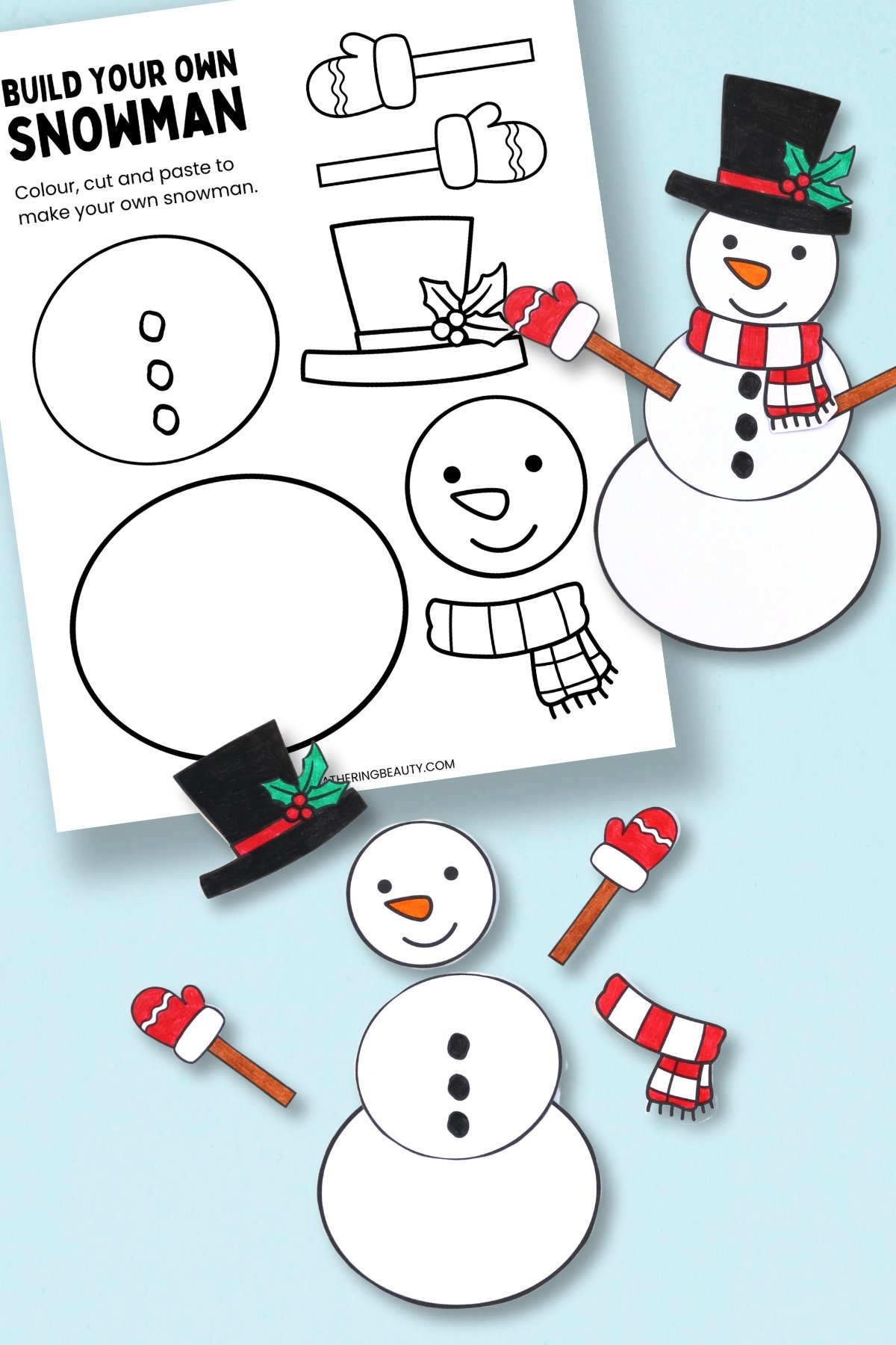 Build A Snowman Colouring Page - Free Printable — Gathering Beauty with regard to Make Your Own Snowman Printable