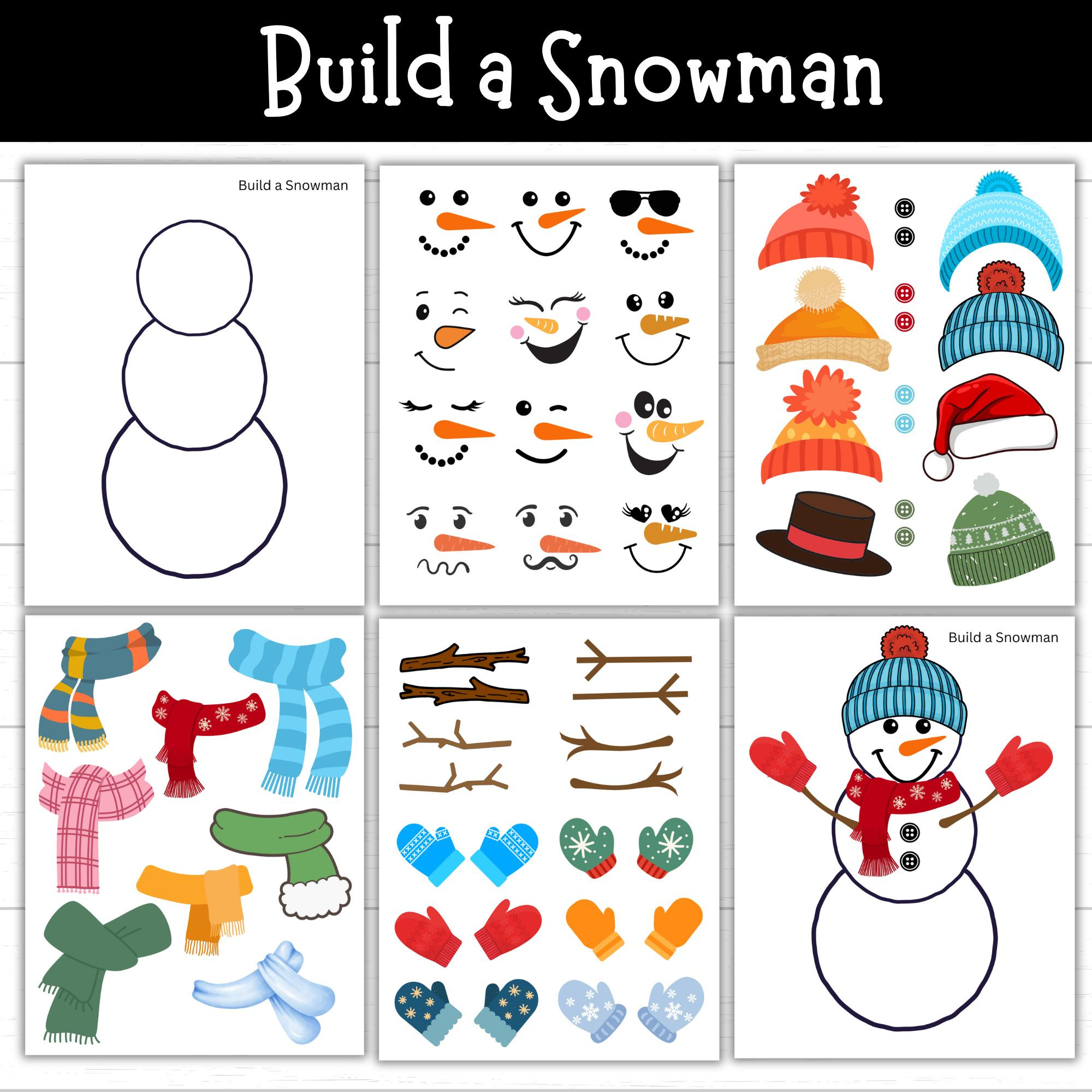 Build A Snowman Printable, Snowman Cut And Paste Printable with Snowman Dress Up Printable