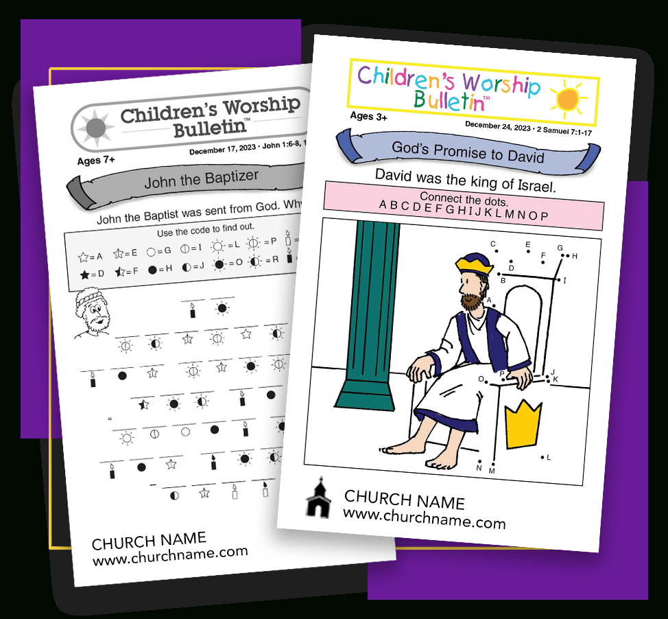 Bulletin Activities And Puzzles To Engage Children During Worship in Free Printable Childrens Church Bulletins