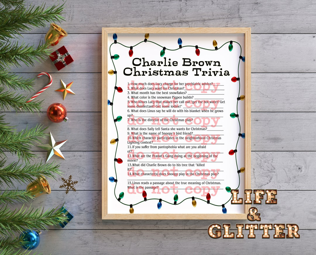 Buy Charlie Brown Christmas Trivia Game: Peanuts Gang (Digital Download)  Online In India - Etsy throughout Charlie Brown Christmas Trivia Questions and Answers Printable