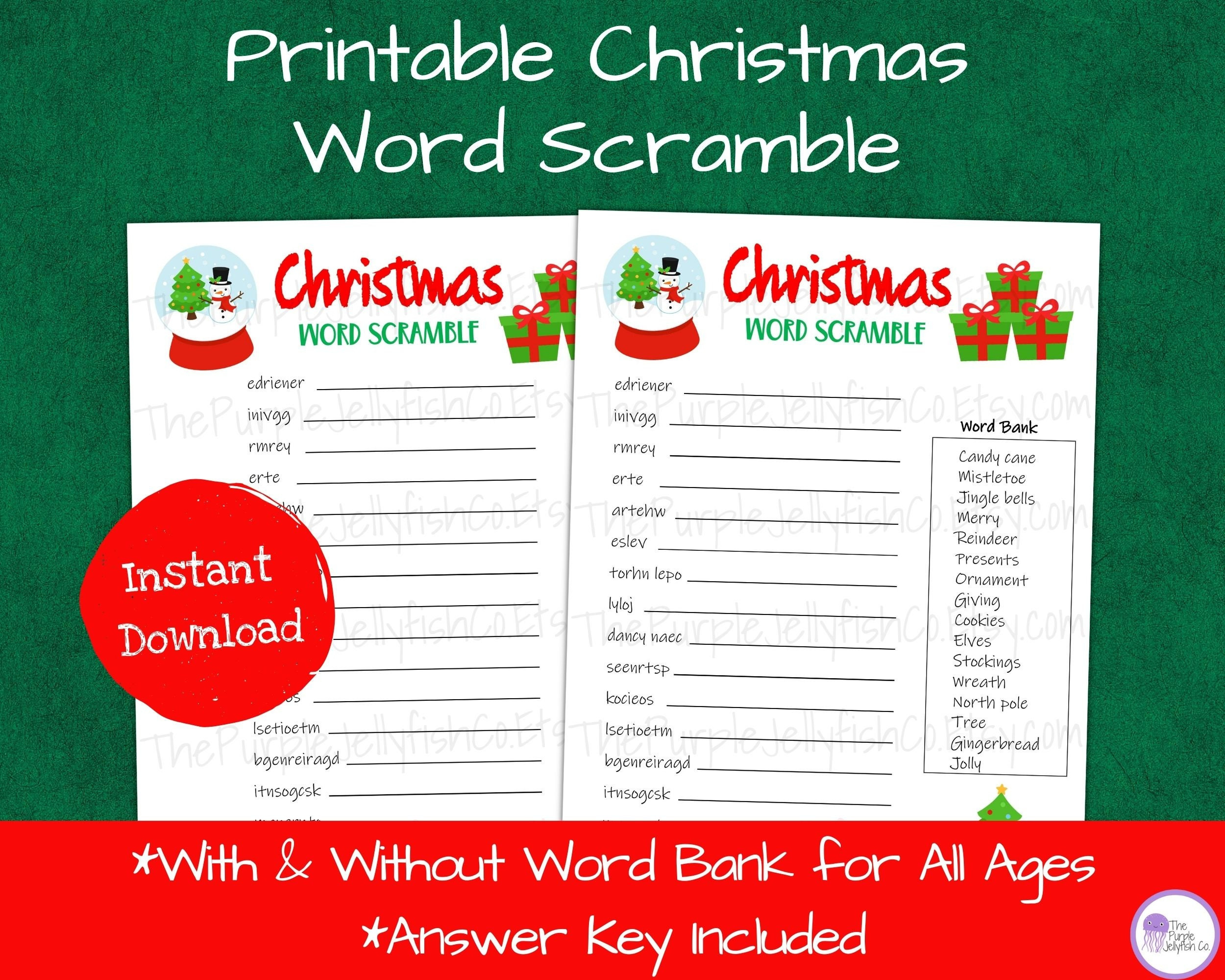 Buy Christmas Word Scramble, Christmas Activity For Kids Printable in Scrambled Christmas Super Teacher Worksheets