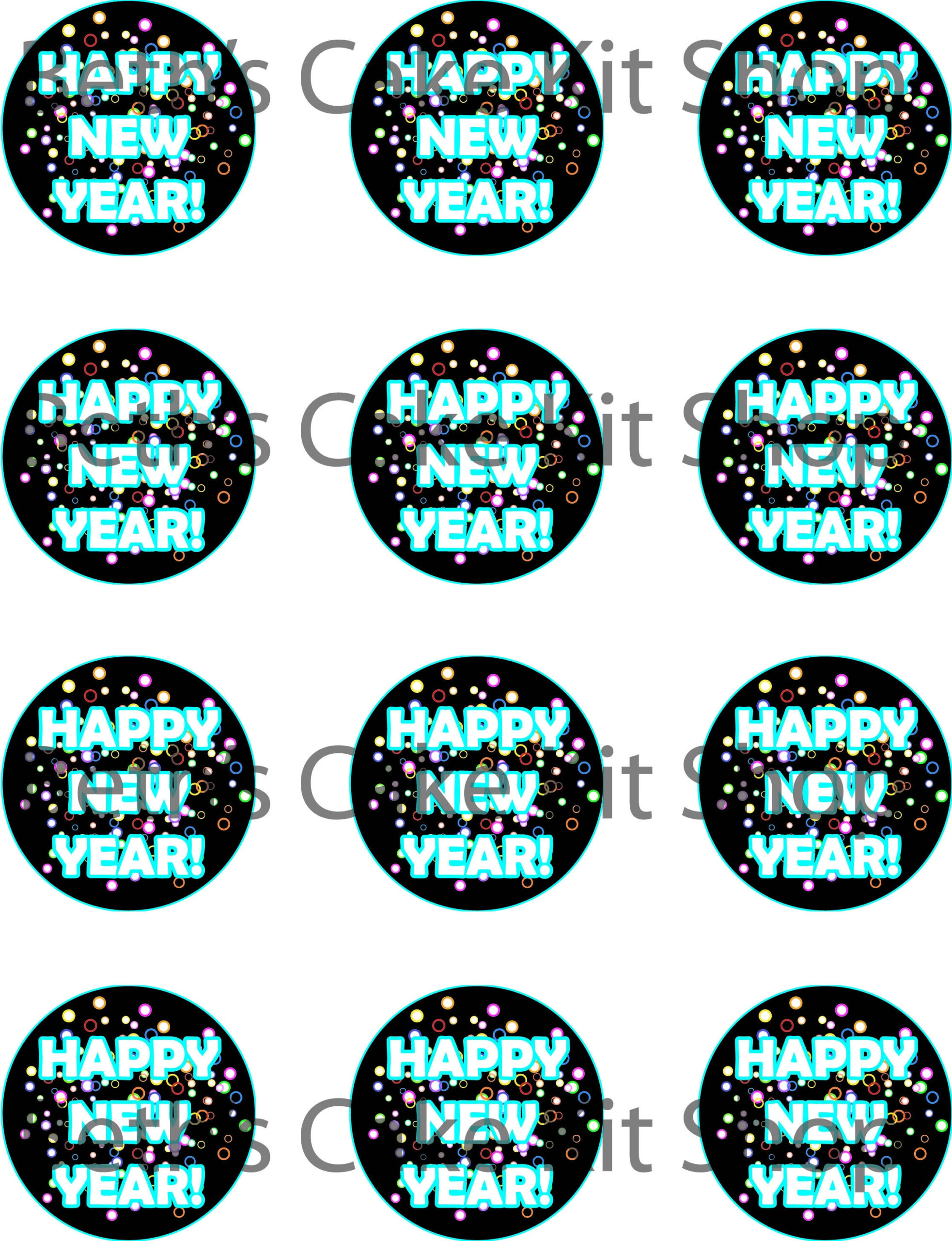 Buy Happy New Year Cupcake Topper Printable Instant Download throughout Happy New Year Cupcake Toppers Printable