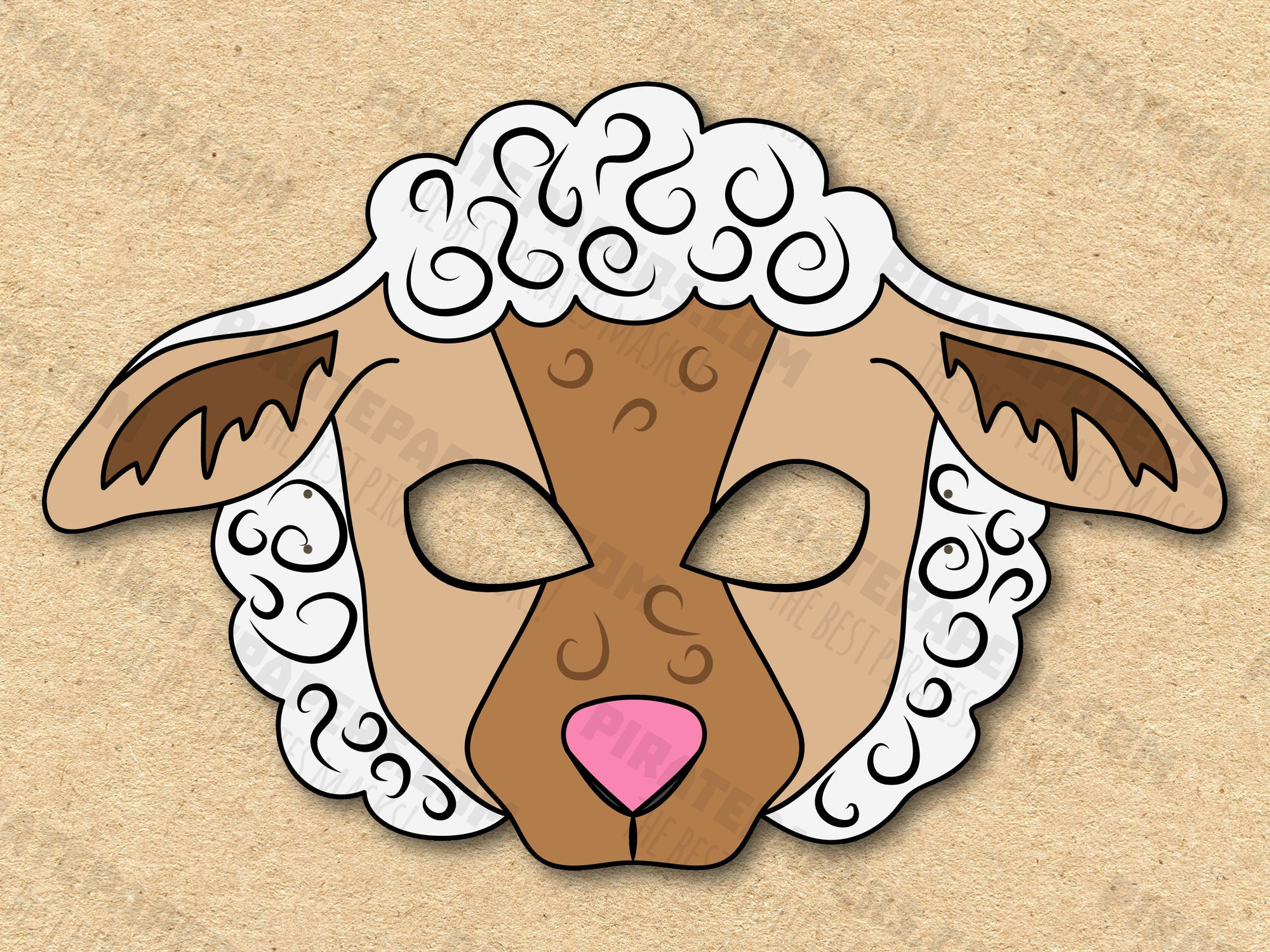 Buy Sheep Mask Printable, Paper Diy For Kids And Adults. Pdf regarding Printable Sheep Mask Template