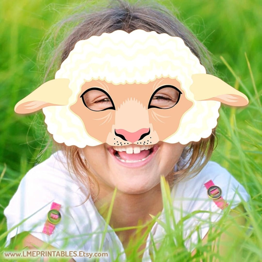 Buy Sheep Printable Mask Halloween Costume White Animal Farm Carnival Lamb Chop Party Favor Diy Game Kid Adult Birthday Paper Craft Photo Booth Online throughout Printable Sheep Mask