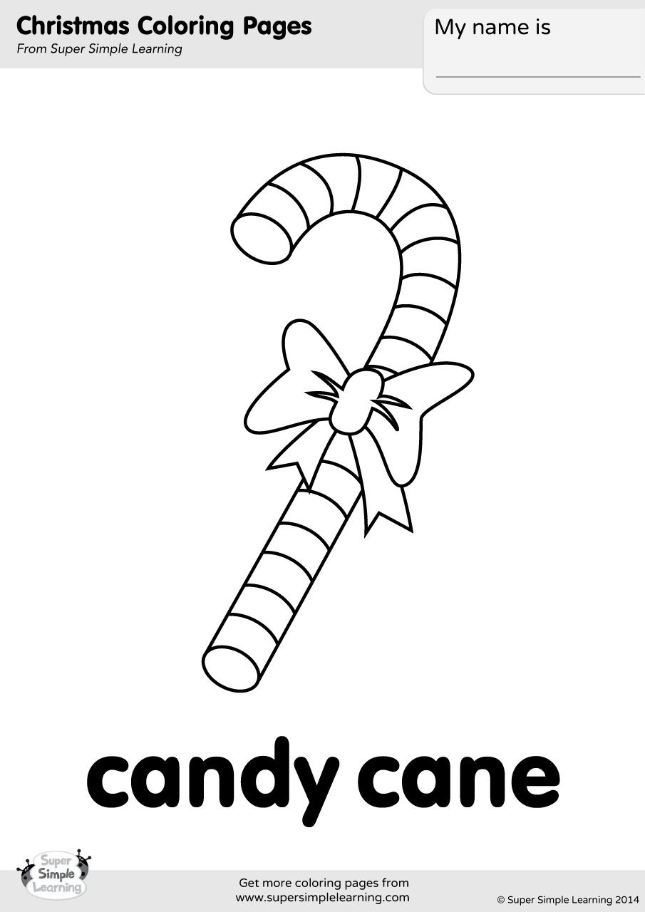Candy Cane Coloring Page - Super Simple intended for Candy Cane Coloring Pages Printable