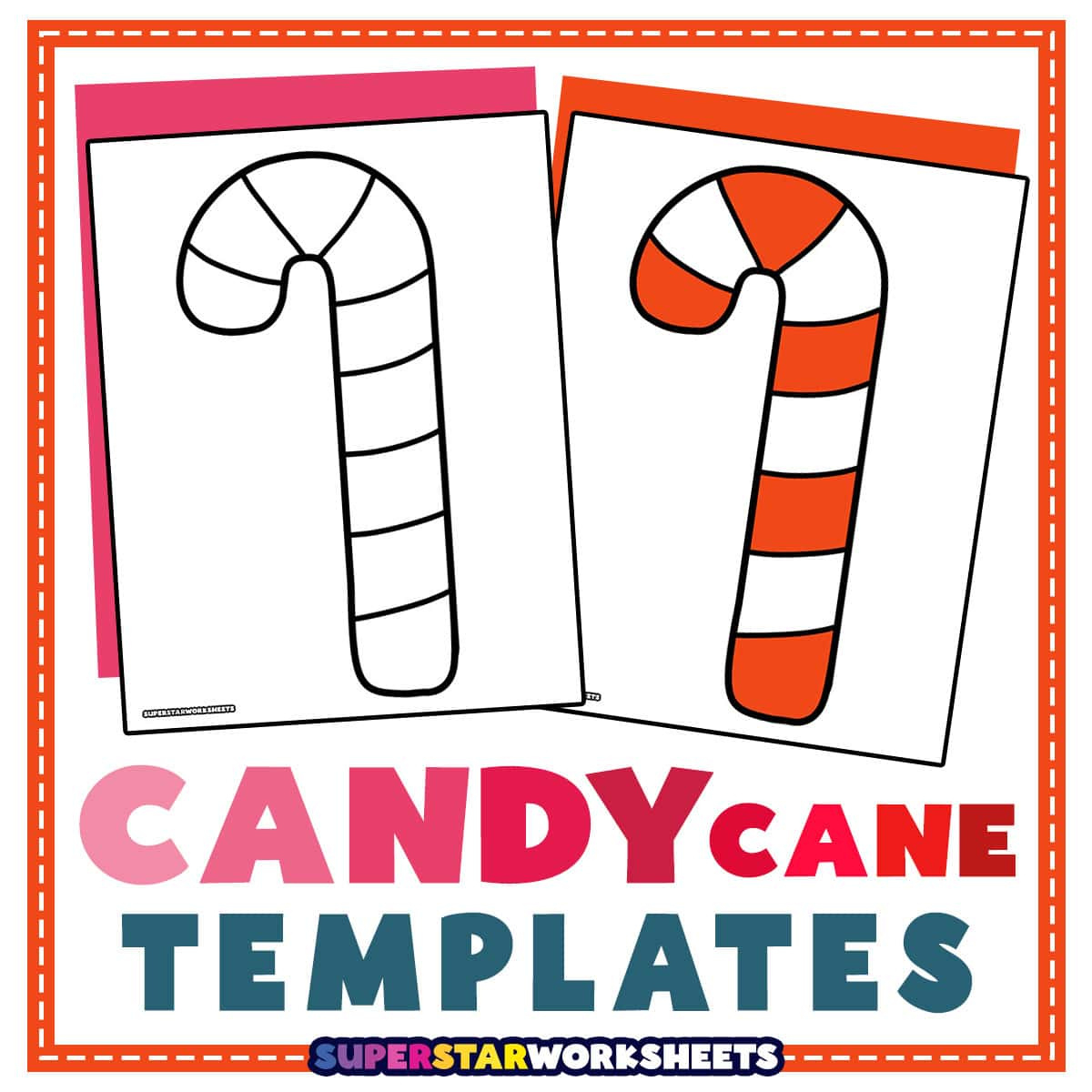 Candy Cane Template (Free Printables) - Superstar Worksheets for Candy Cane Printable