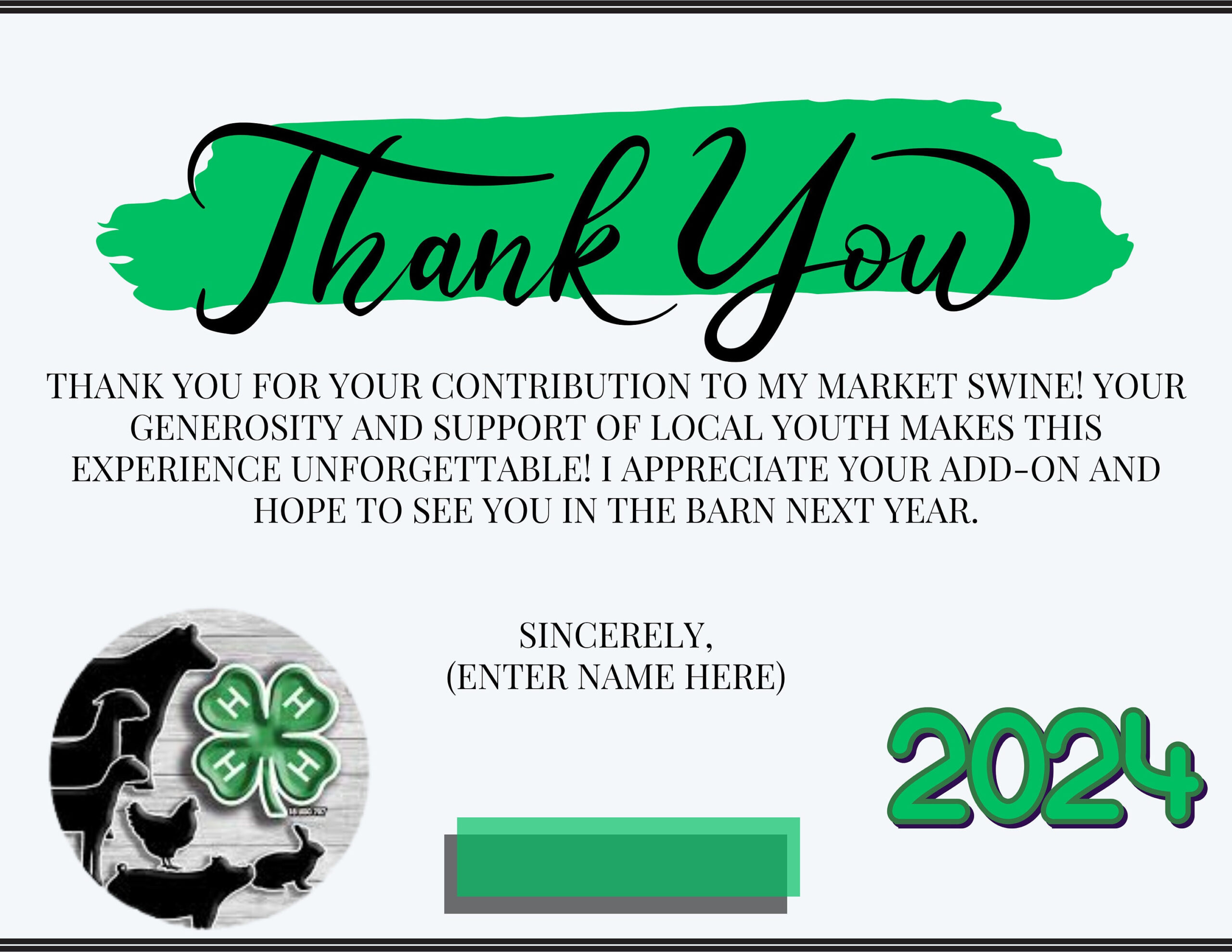 Canva Digital Template: 4-H Add-On Thank You Cards (Editable regarding 4h Thank You Cards Printable