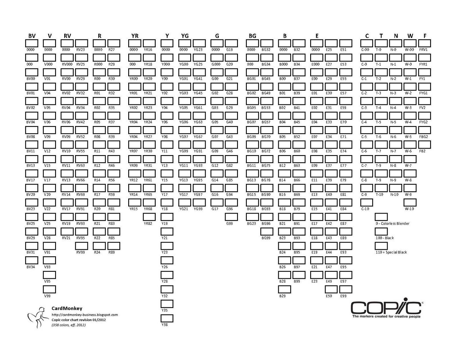 Cardmonkey'S Paper Jungle: Copic Blog Candy For A Monday! intended for Copic Color Chart Printable