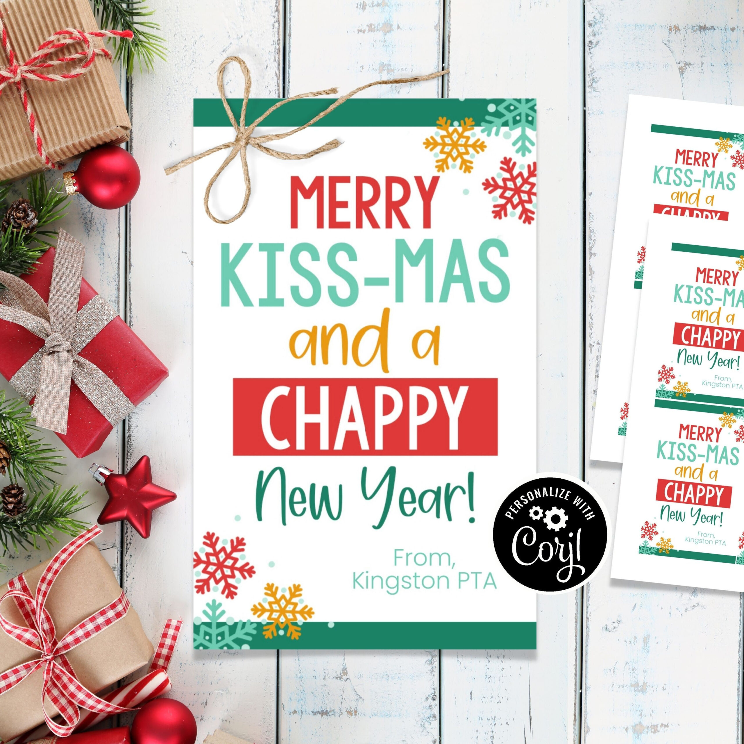 Chapstick Christmas Gift Tag, Merry Kissmas And Chappy New Year pertaining to Merry Christmas and a Chappy New Year Printable