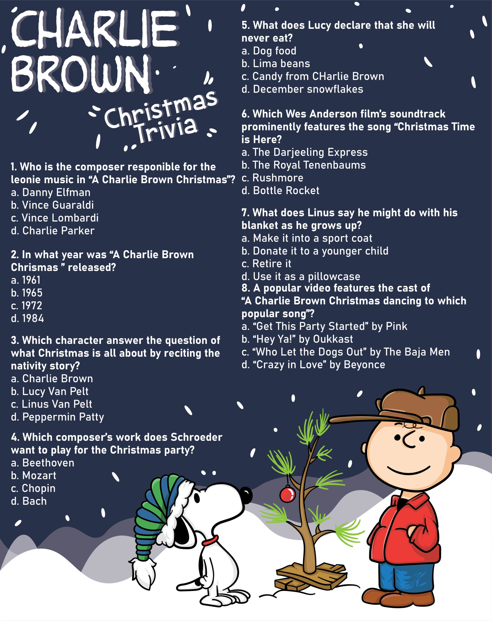 Charlie Brown Christmas Trivia - 7 Free Pdf Printables | Printablee with Charlie Brown Christmas Worksheets