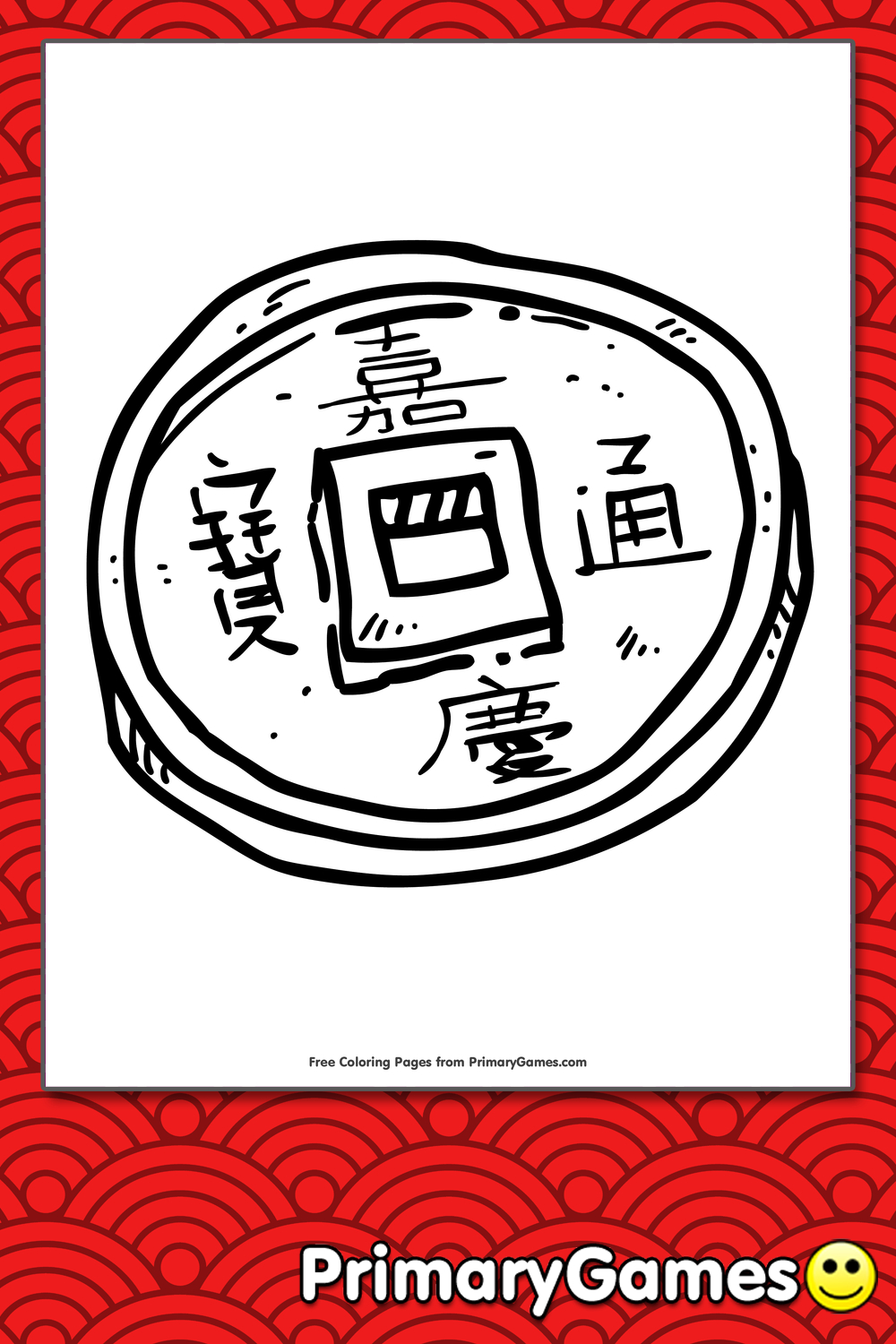 Chinese Coin Coloring Page • Free Printable Pdf From Primarygames in Chinese New Year Coins Printable