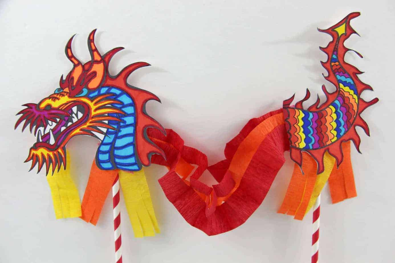 Chinese Dragon Puppet within Chinese New Year Dragon Craft Printable