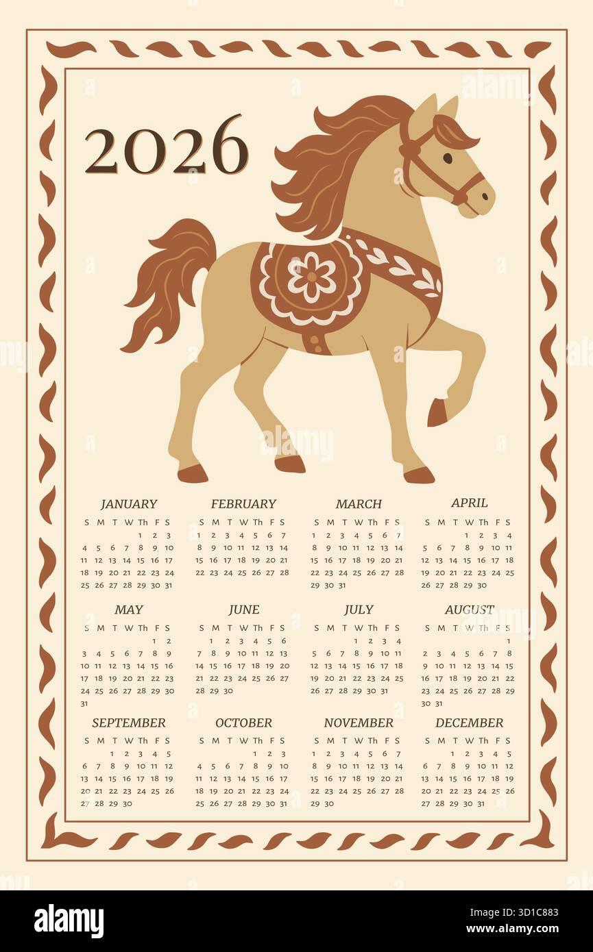 Chinese New Year. Calendar For 2026. Ready Calendar Grid With inside Chinese New Year 2026 Printable