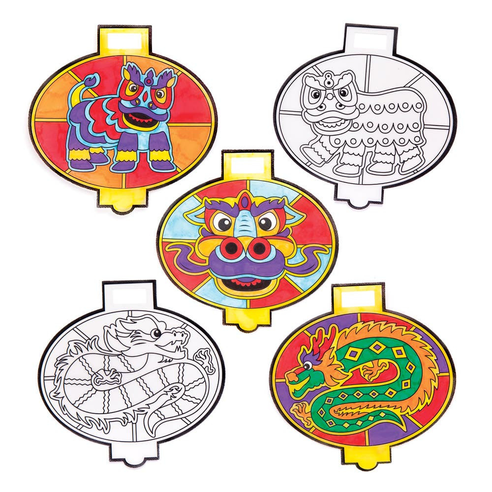 Chinese New Year Colour-In Window Decorations regarding Lunar New Year Decorations Printable