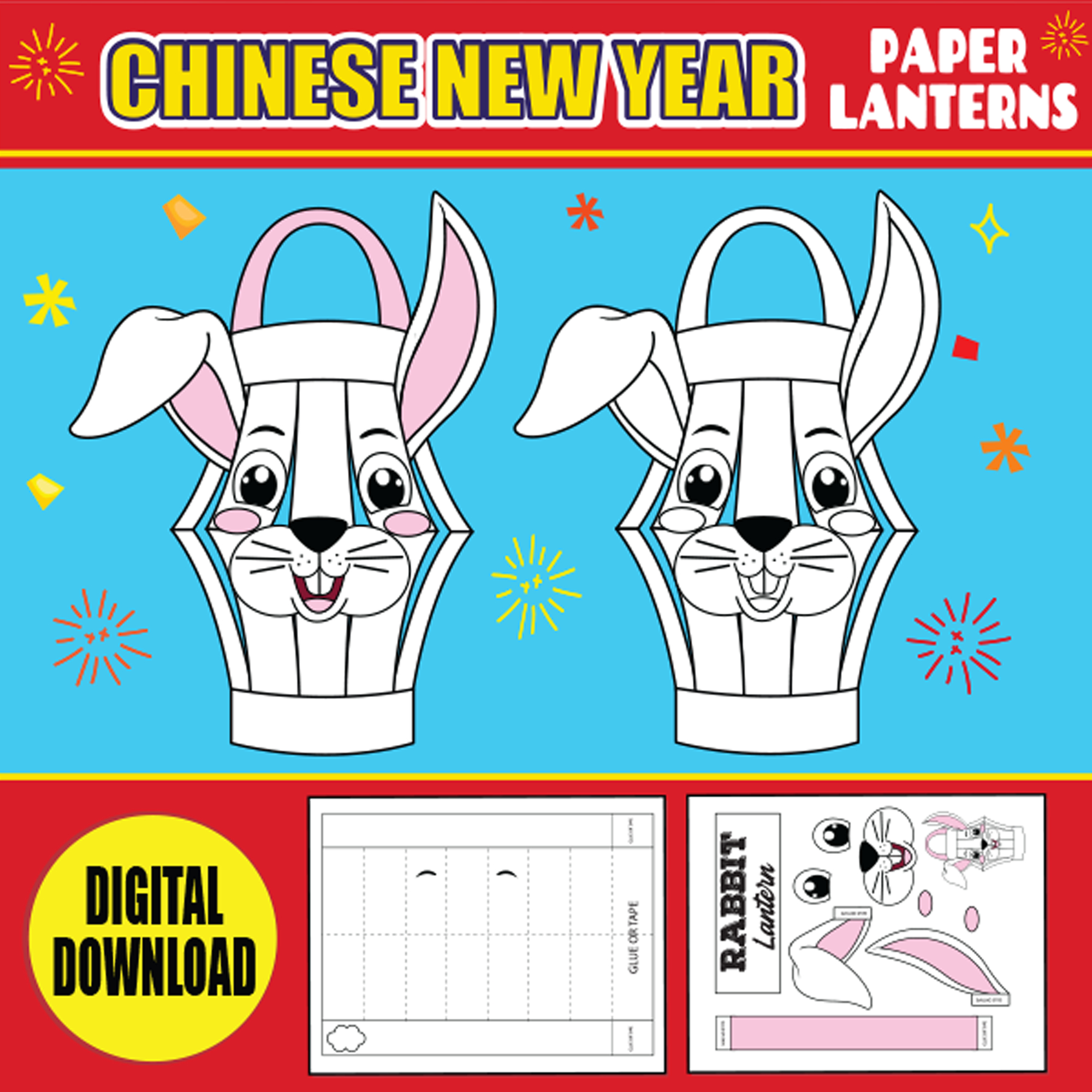 Chinese New Year Craft | Year Of The Rabbit Paper Lantern within Lunar New Year Lantern Printable