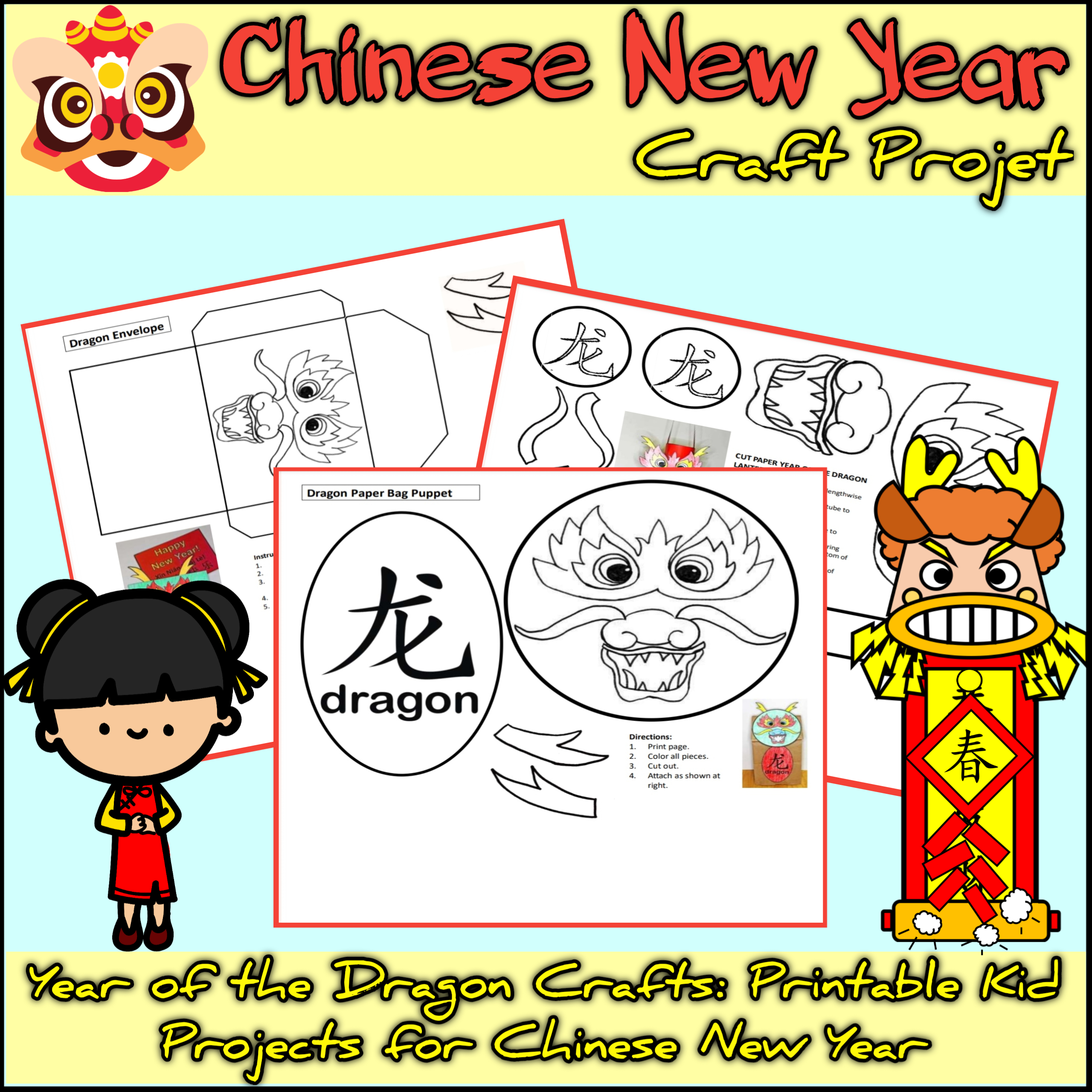 Chinese New Year Of The Dragon Crafts Activities Printable Kid regarding Chinese New Year Activities Printable