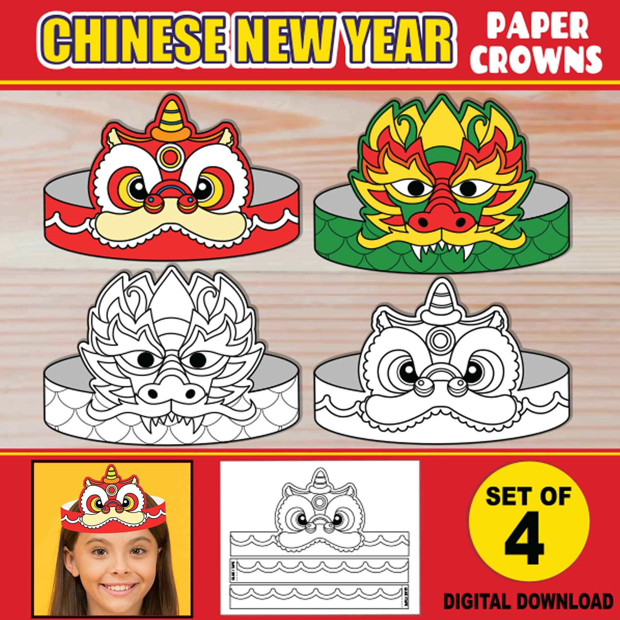 Chinese New Year Paper Crowns For Kids | Printable Paper Hat with regard to Lunar New Year Crafts Printable