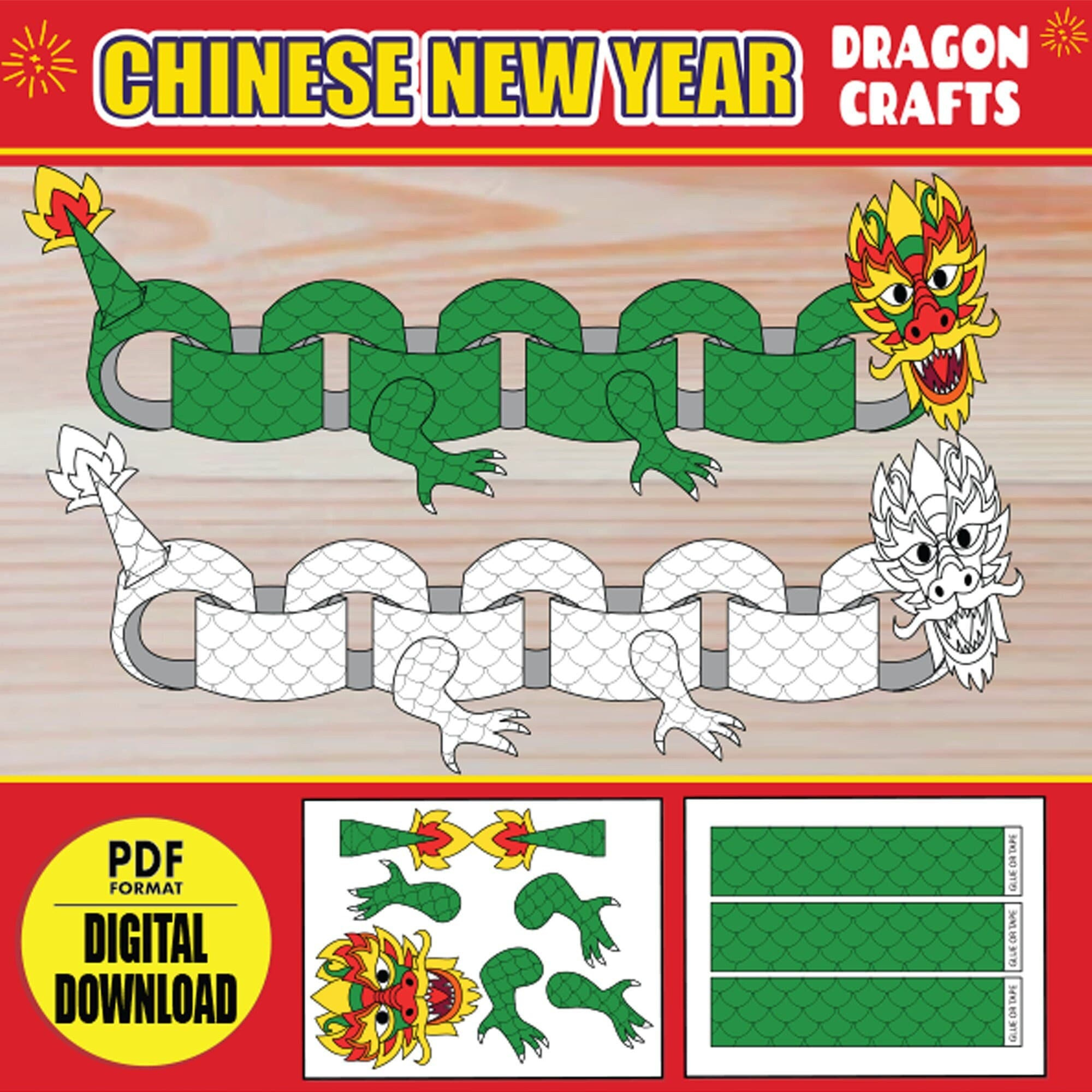 Chinese New Year Paper Dragon | Printable Lunar New Year Diy throughout Chinese New Year Printable Crafts