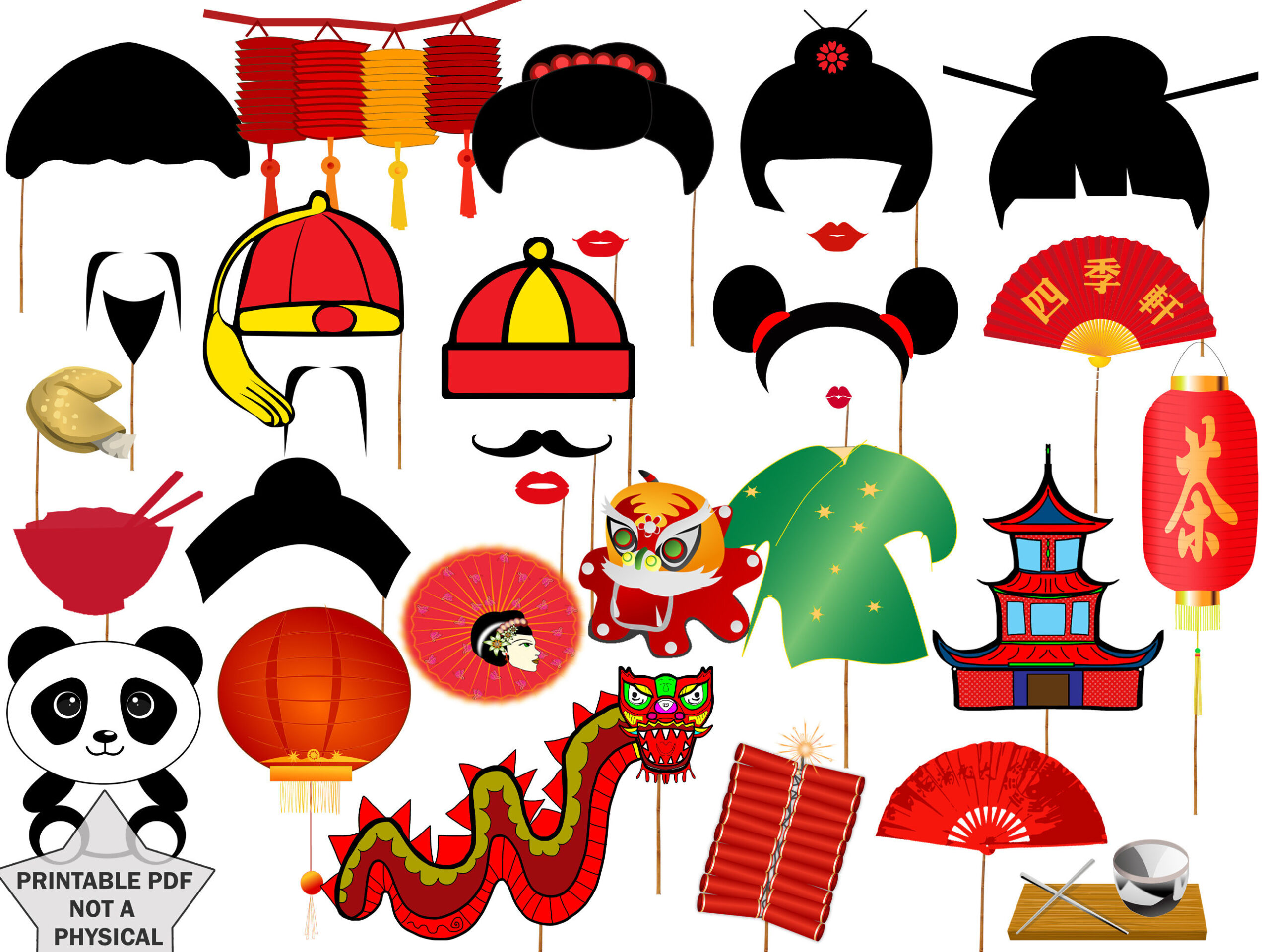 Chinese New Year Photo Booth Props: 30 Printable Designs (Digital throughout Chinese New Year Photo Booth Props Printable Free