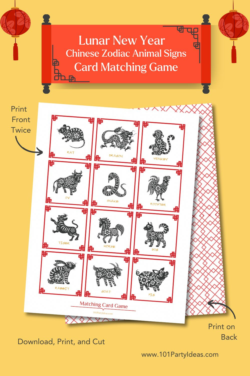 Chinese New Year Printable Animal Zodiac Matching Game Pdf – 101 with Free Printables Chinese New Year Animal Zodiac Calendar