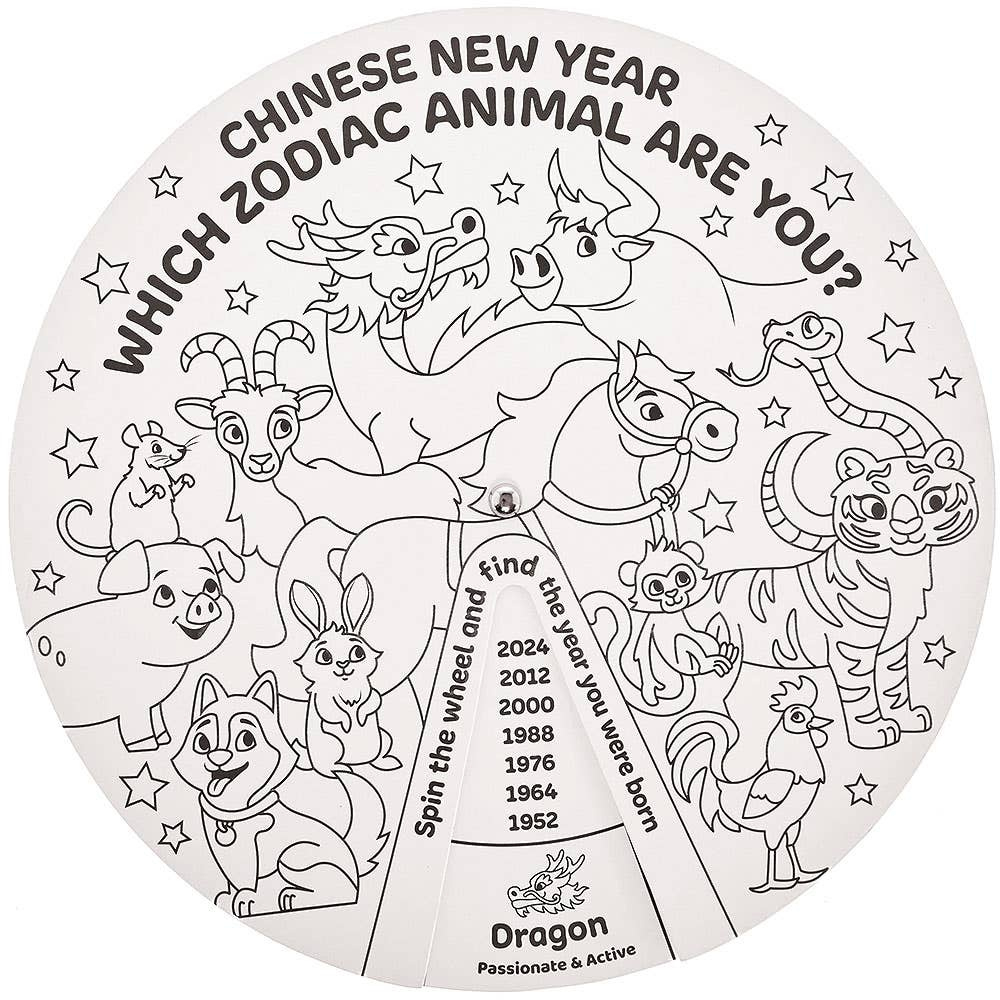 Chinese New Year Zodiac Animal Colour-In Wheel Kits in Chinese New Year Wheel Printable