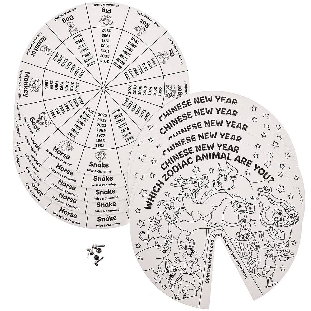 Chinese New Year Zodiac Animal Colour-In Wheel Kits within Chinese New Year Zodiac Printable
