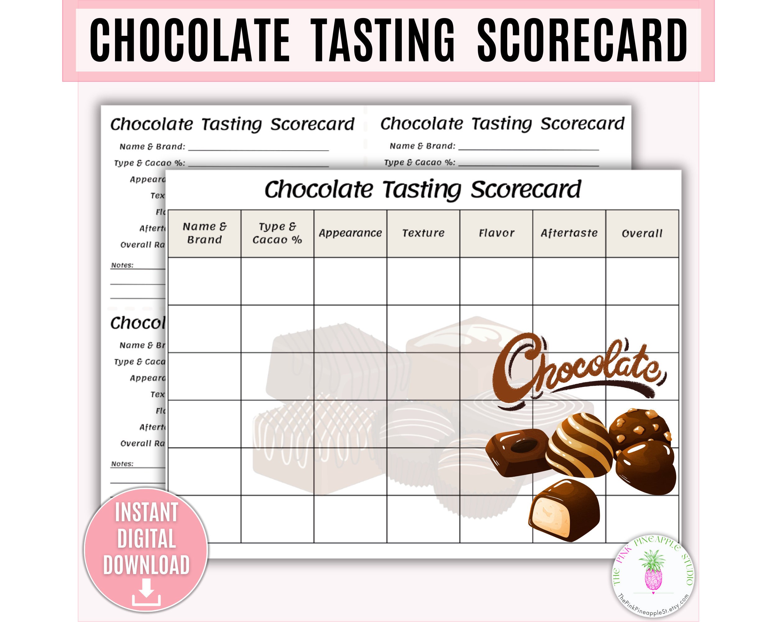 Chocolate Tasting Scorecard Printable, Chocolate Party, Chocolate pertaining to Cocoa Tasting Scorecard Printable