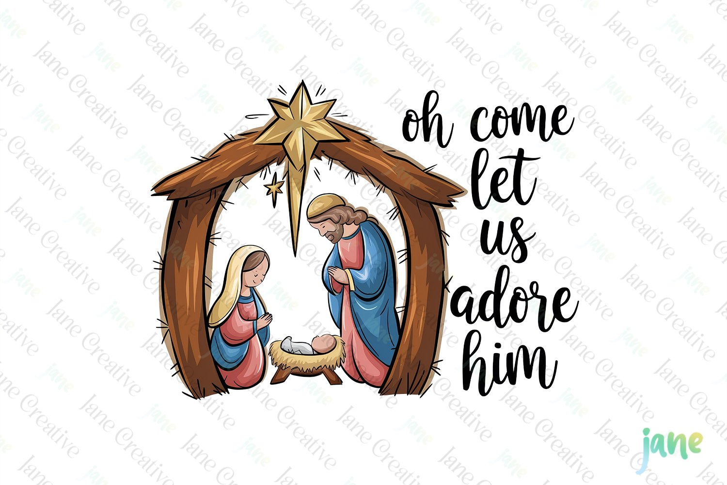 Christian Christmas Sublimation Clipart (4664941) throughout Free Printable Religious Christmas Clip Art